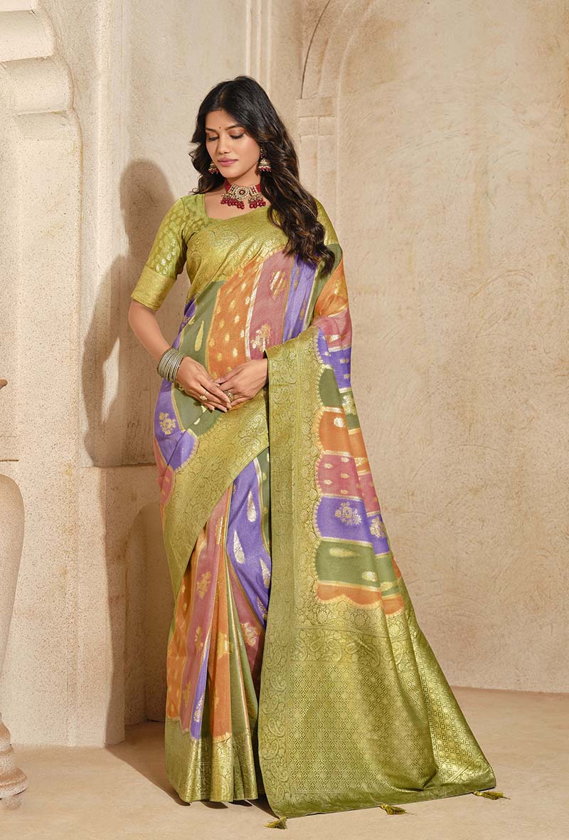 Light Green Silk Zari Weaving Classic Saree