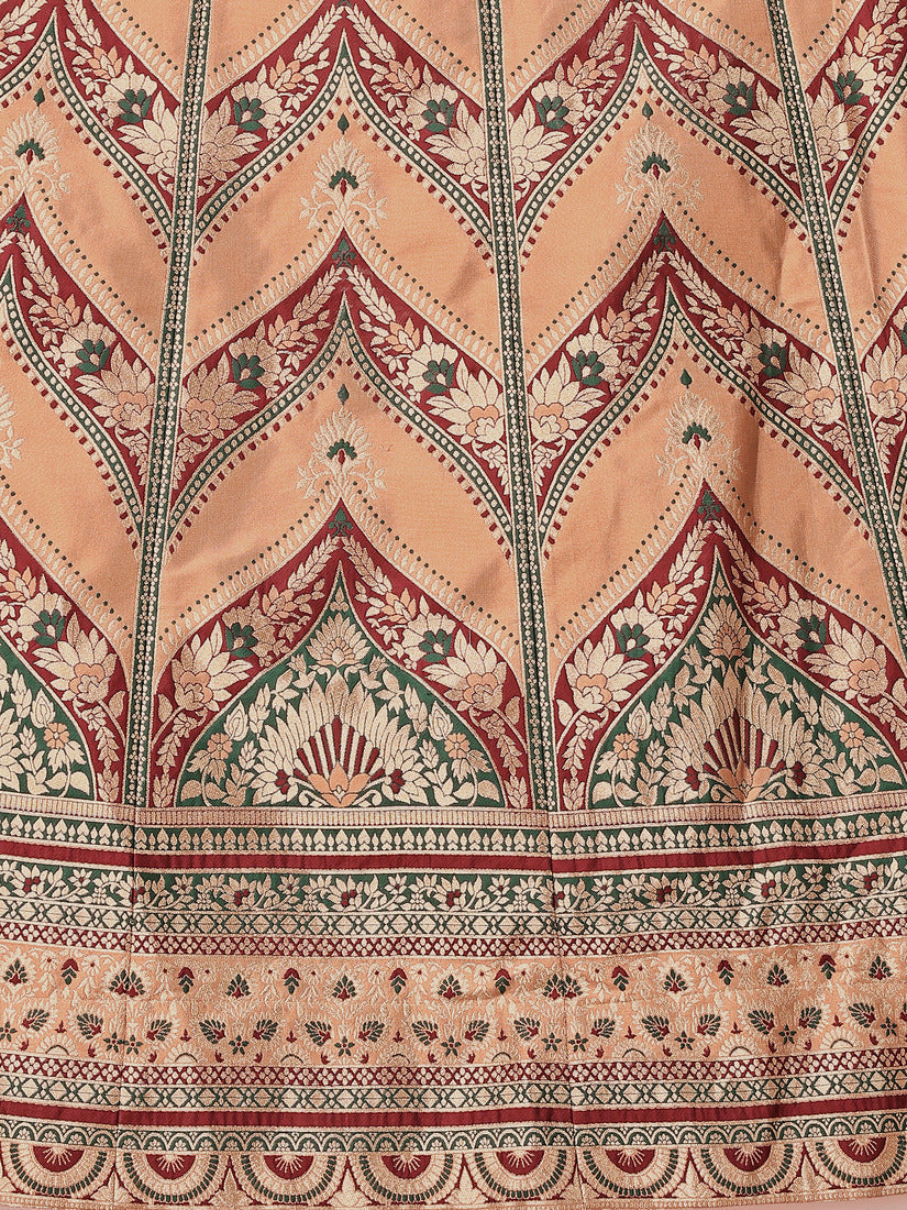 Light Beige Kanjivaram Silk Weaving Work Lehenga Choli