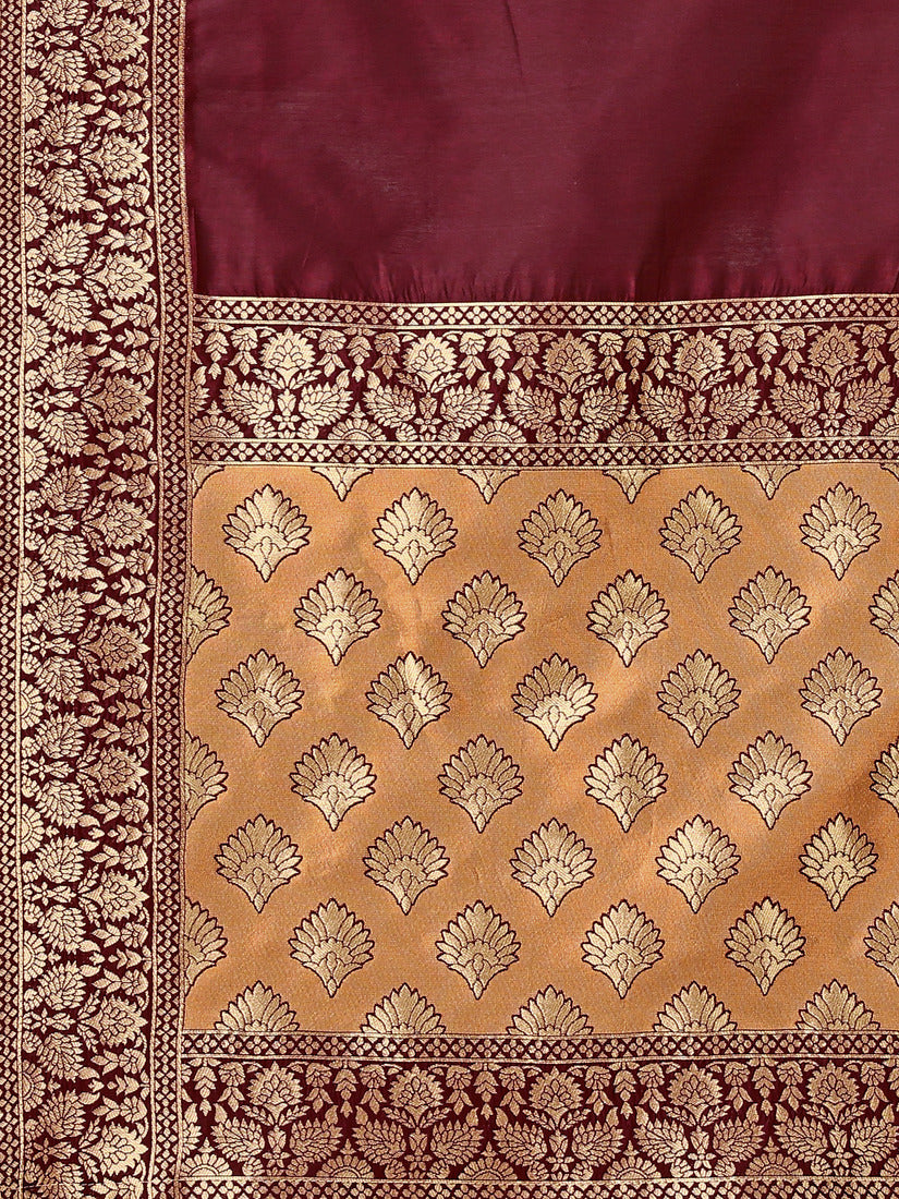 Light Beige Kanjivaram Silk Weaving Work Lehenga Choli