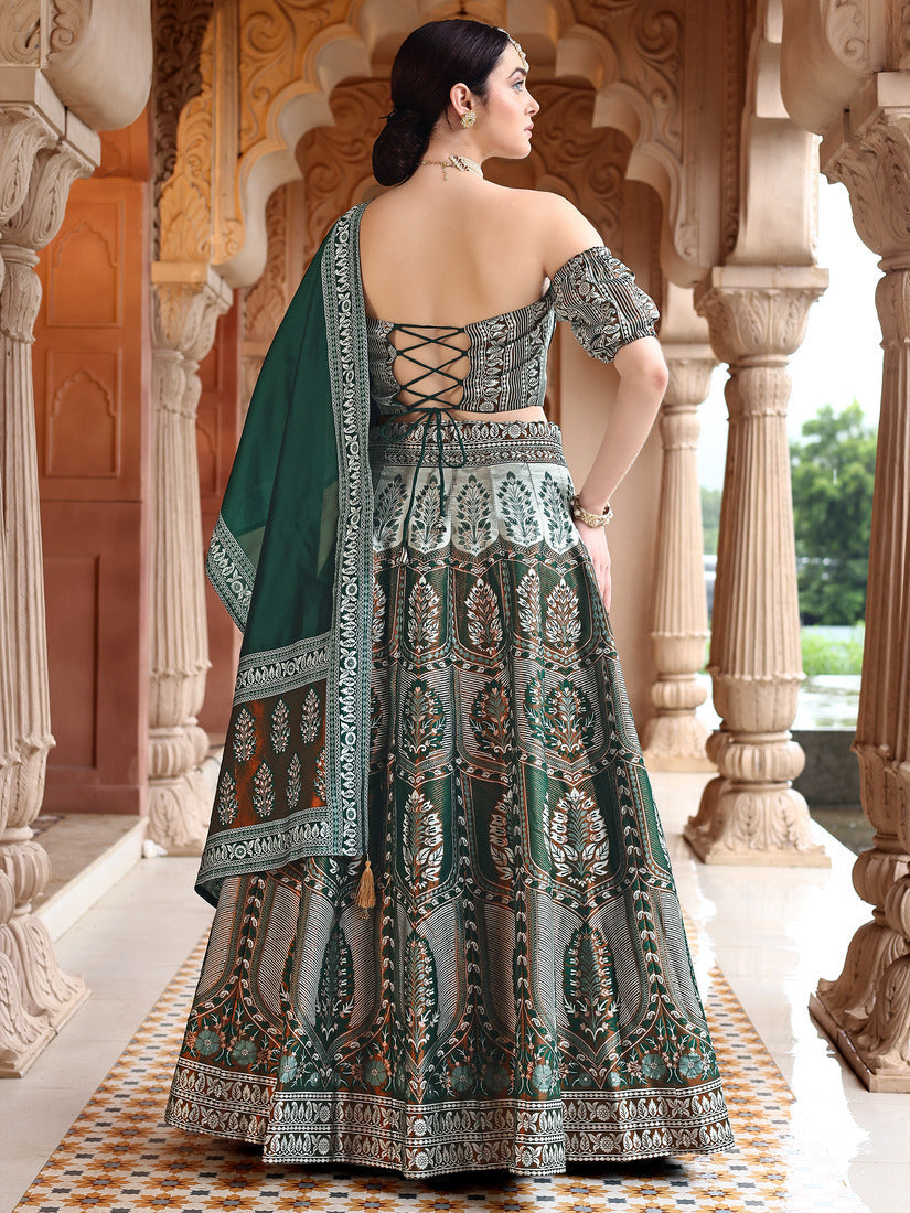 Green Kanjivaram Silk Weaving Zari Lehenga Choli