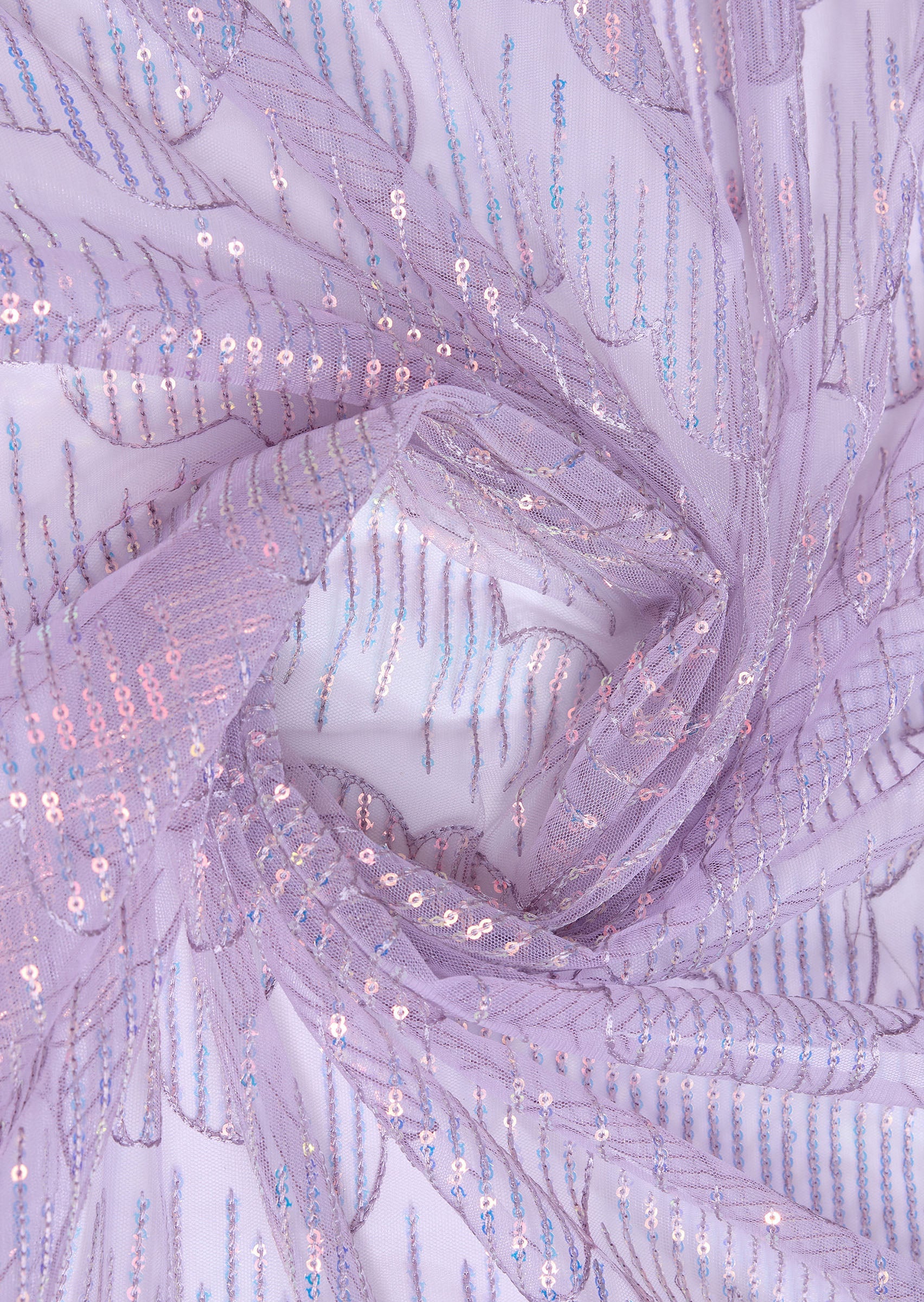 Lavender Soft Net Sequins Partywear Saree