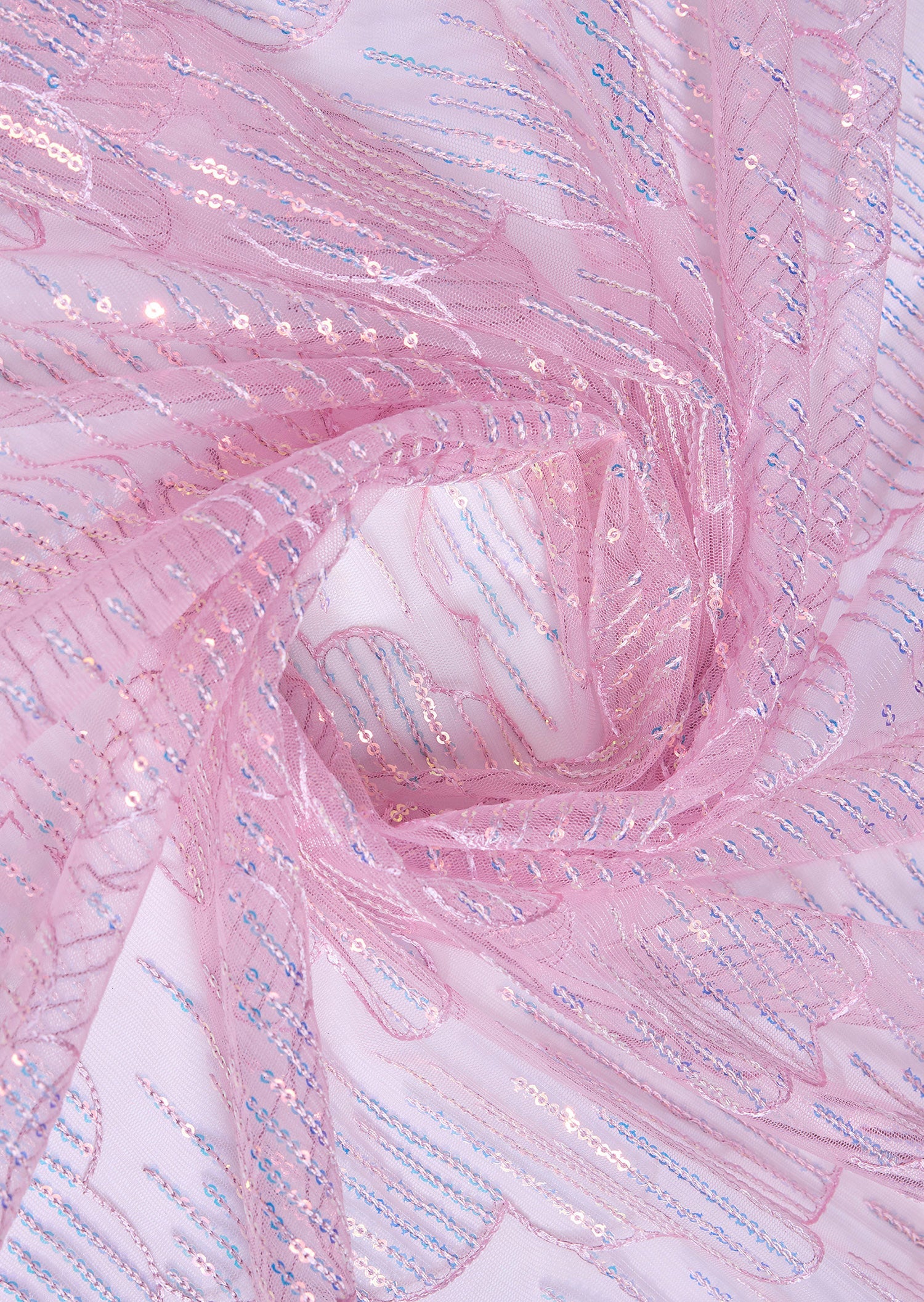 Light Pink Soft Net Sequins Partywear Saree