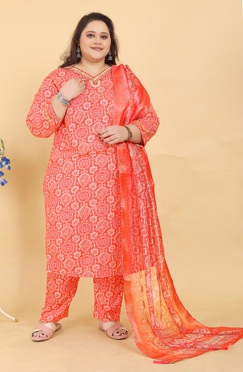 Light Red Premium Rayon Handwork Classic Salwar Suit