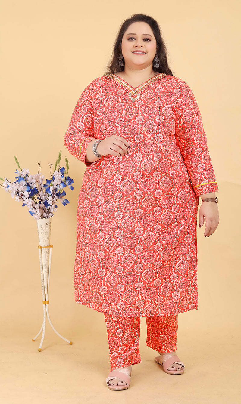 Light Red Premium Rayon Handwork Classic Salwar Suit