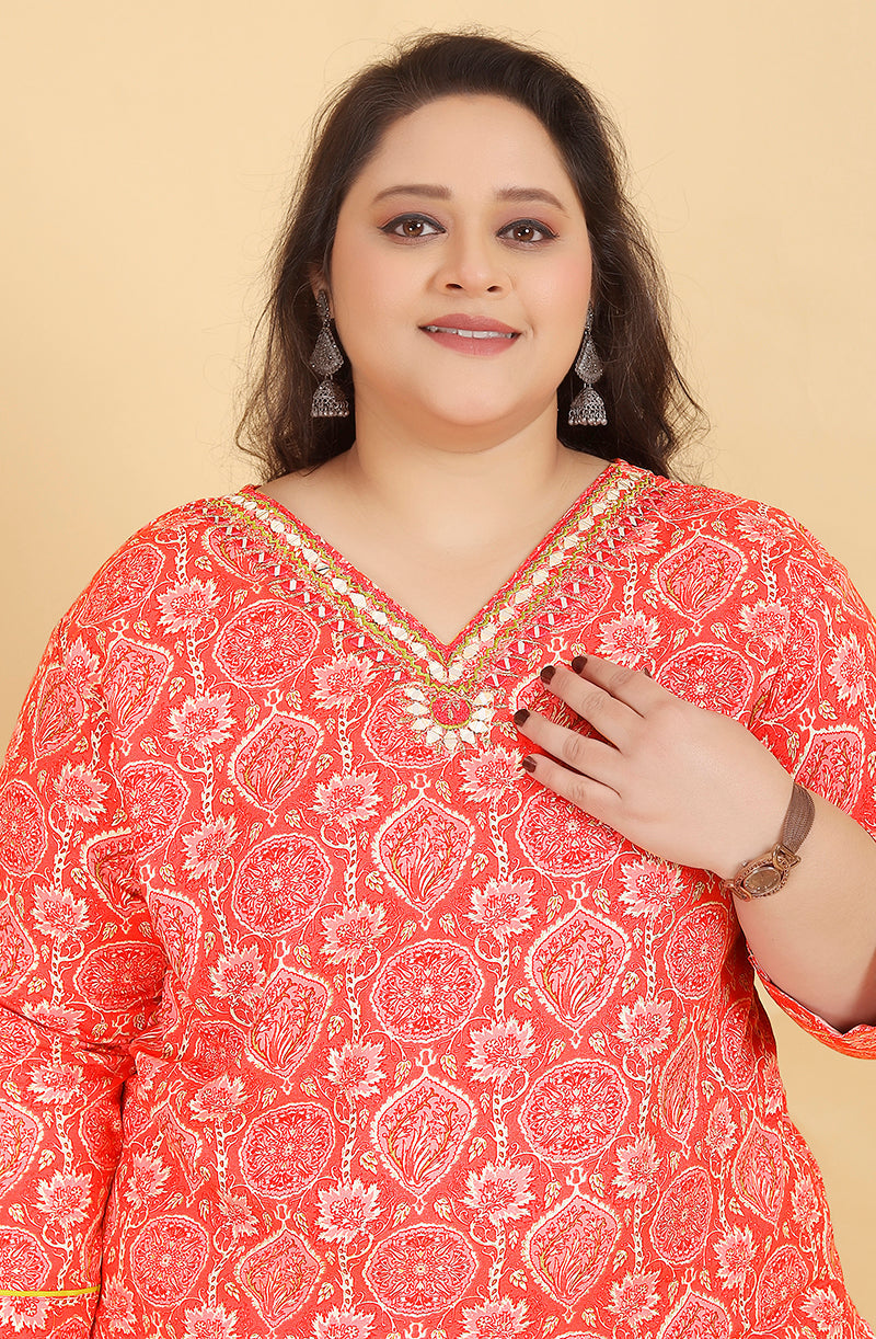 Light Red Premium Rayon Handwork Classic Salwar Suit