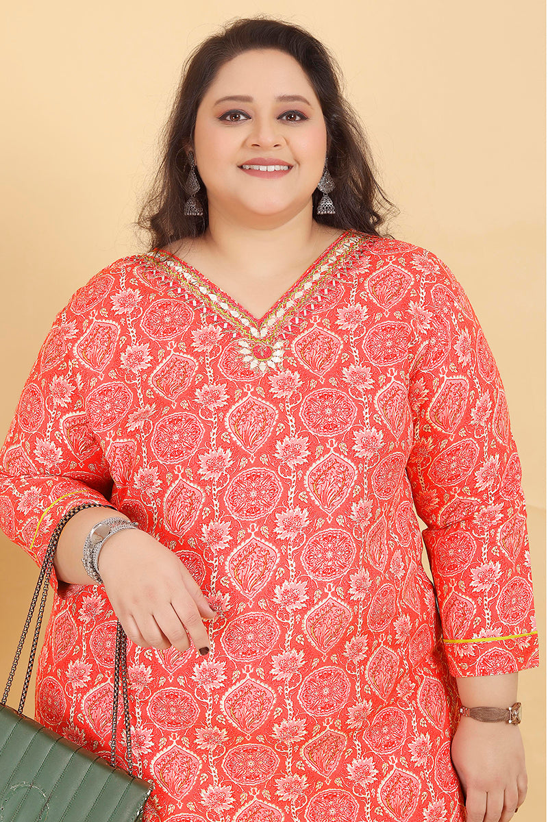 Light Red Premium Rayon Handwork Classic Salwar Suit