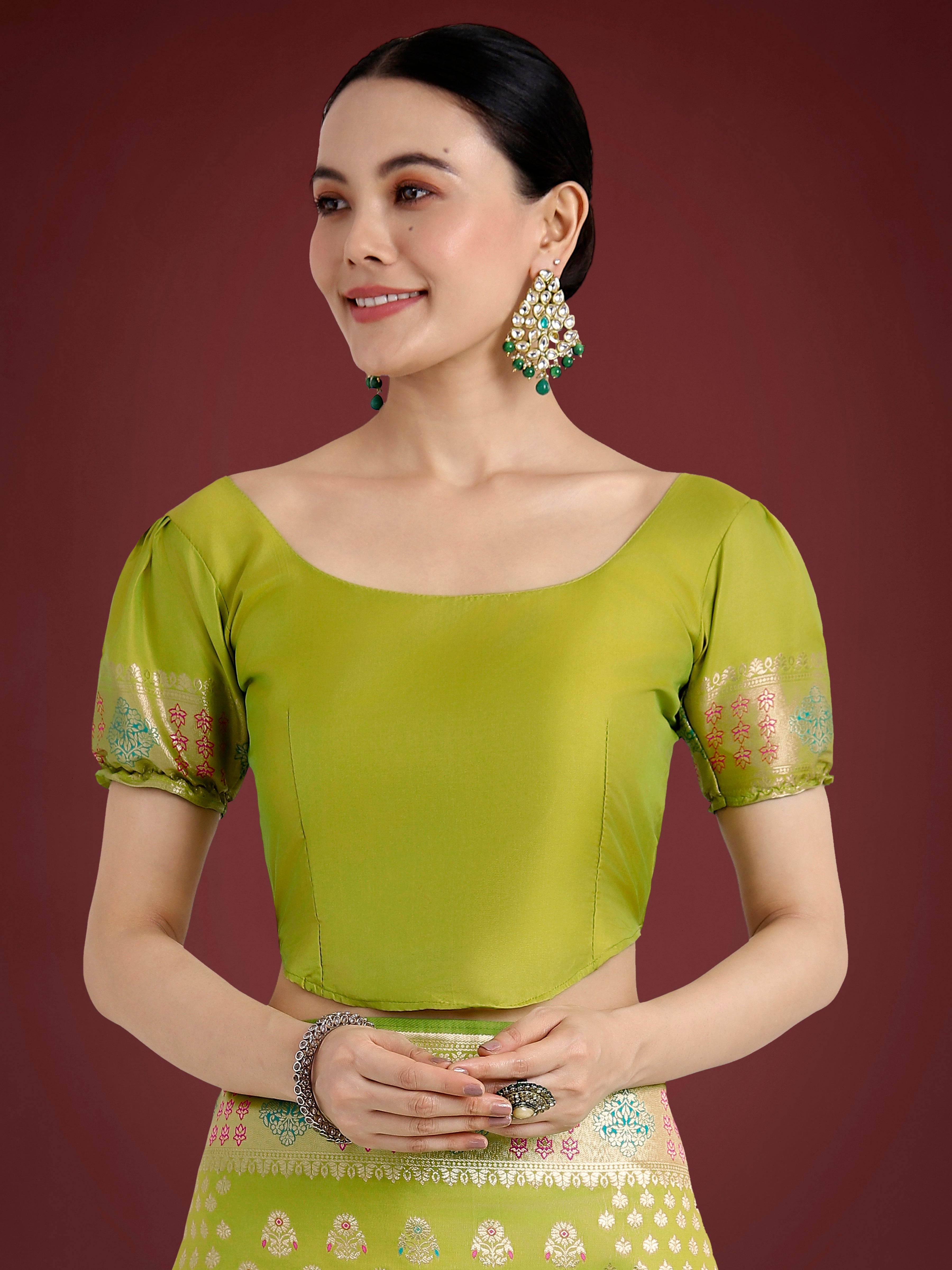 Lime Green Colour Banarasi Silk Zari Weaving Classic Saree