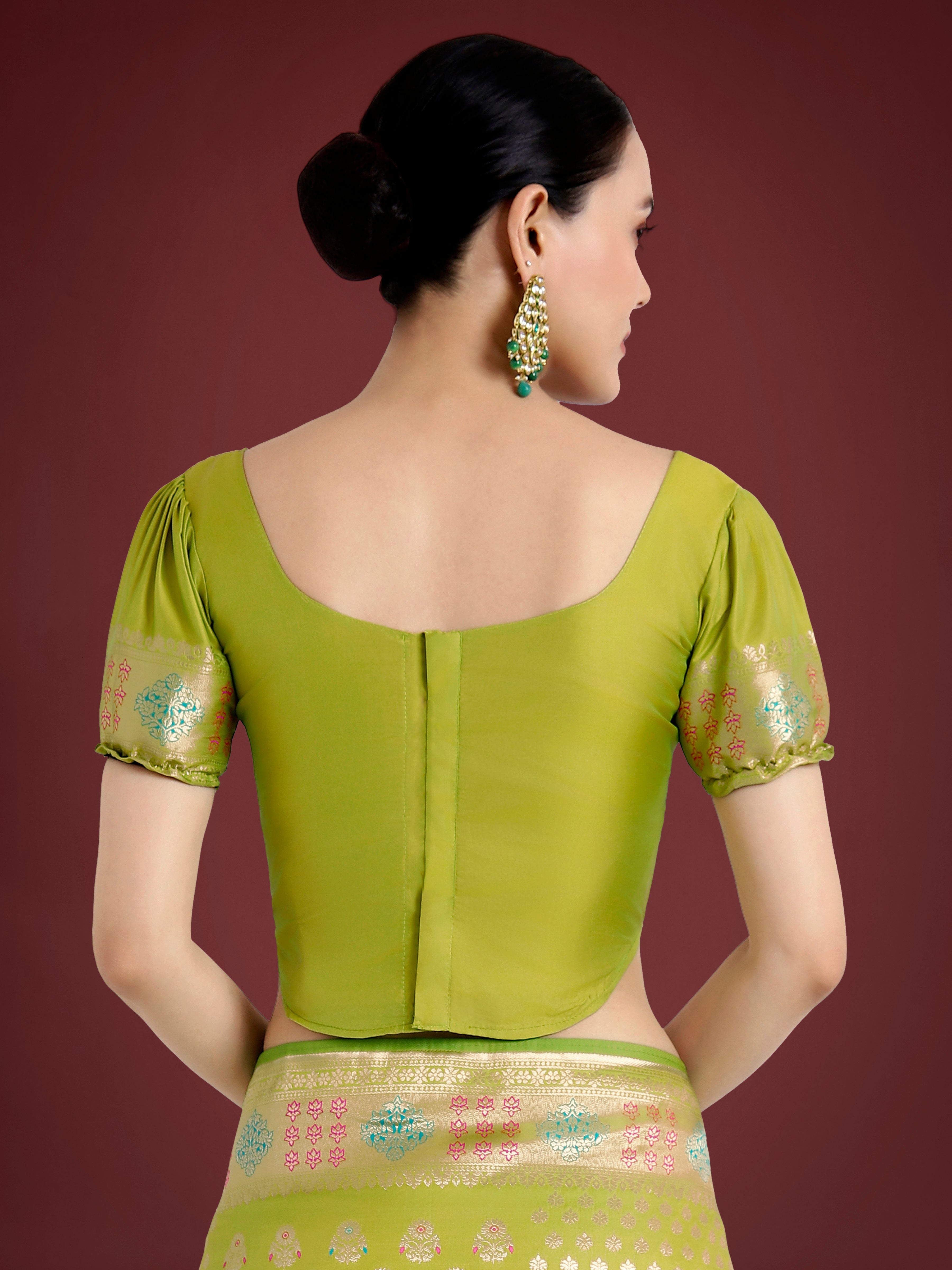 Lime Green Colour Banarasi Silk Zari Weaving Classic Saree