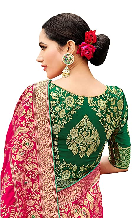 Magenta Woven Banarasi Silk Blend Wedding Saree