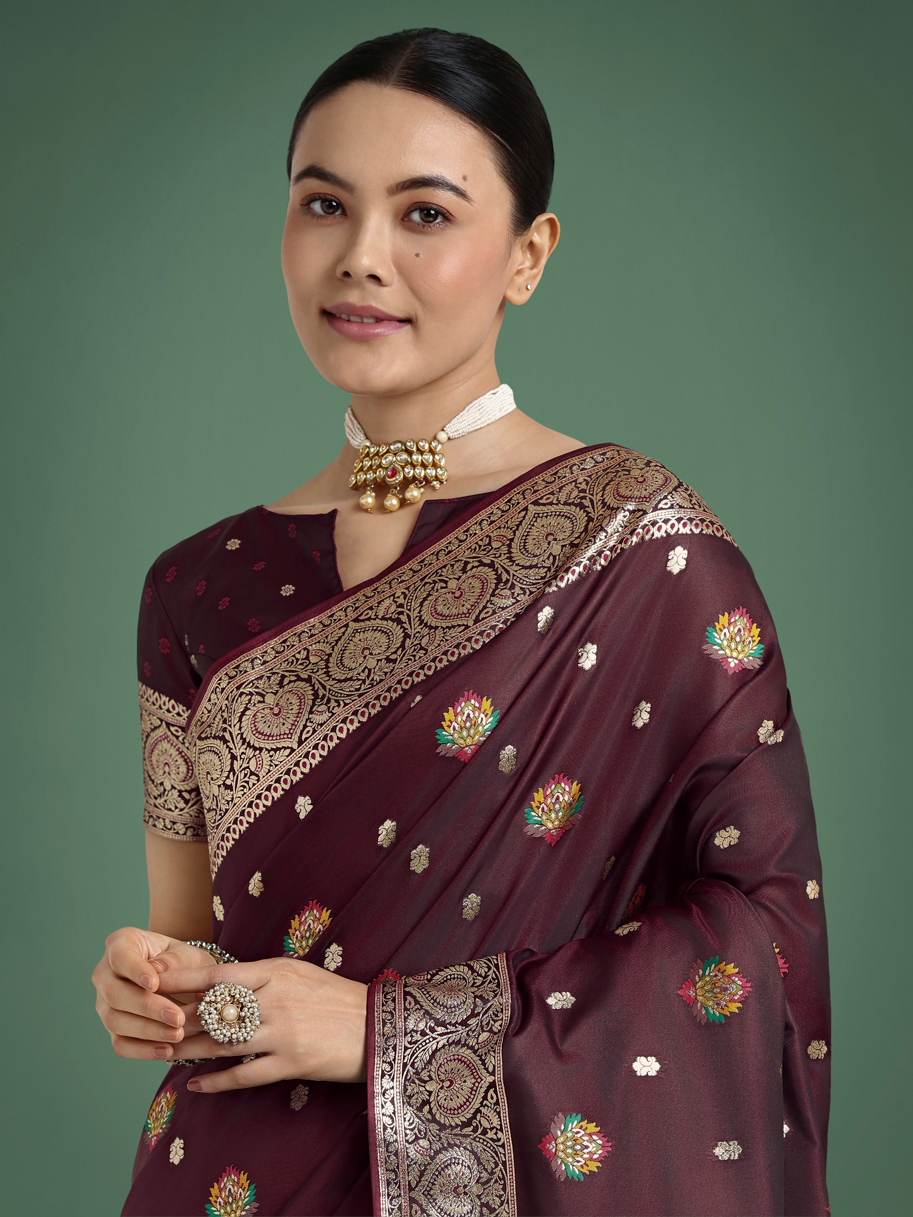 Maroon Charming Soft Banarasi Zari Woven Designer Satin Silk Saree
