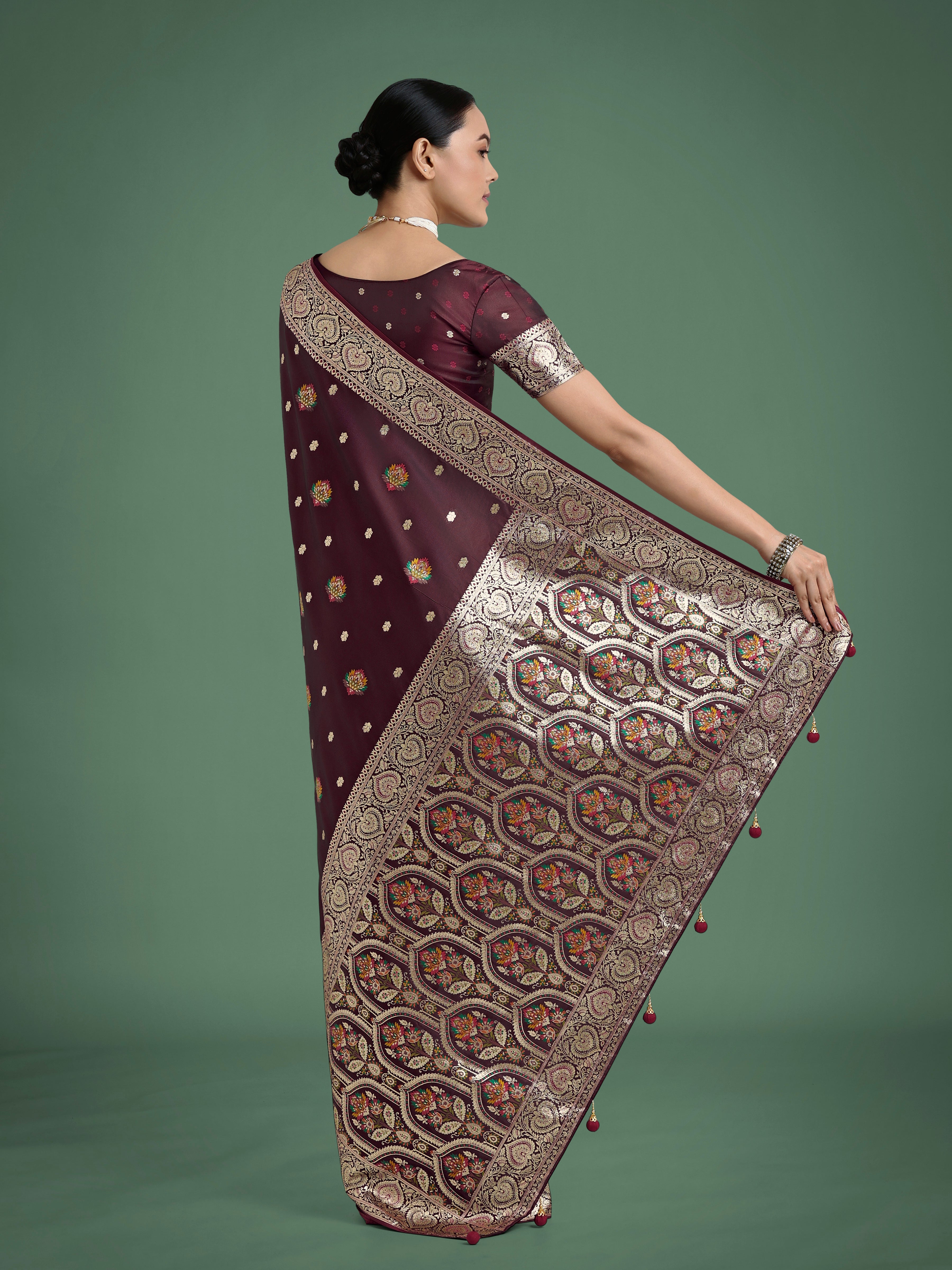 Maroon Charming Soft Banarasi Zari Woven Designer Satin Silk Saree