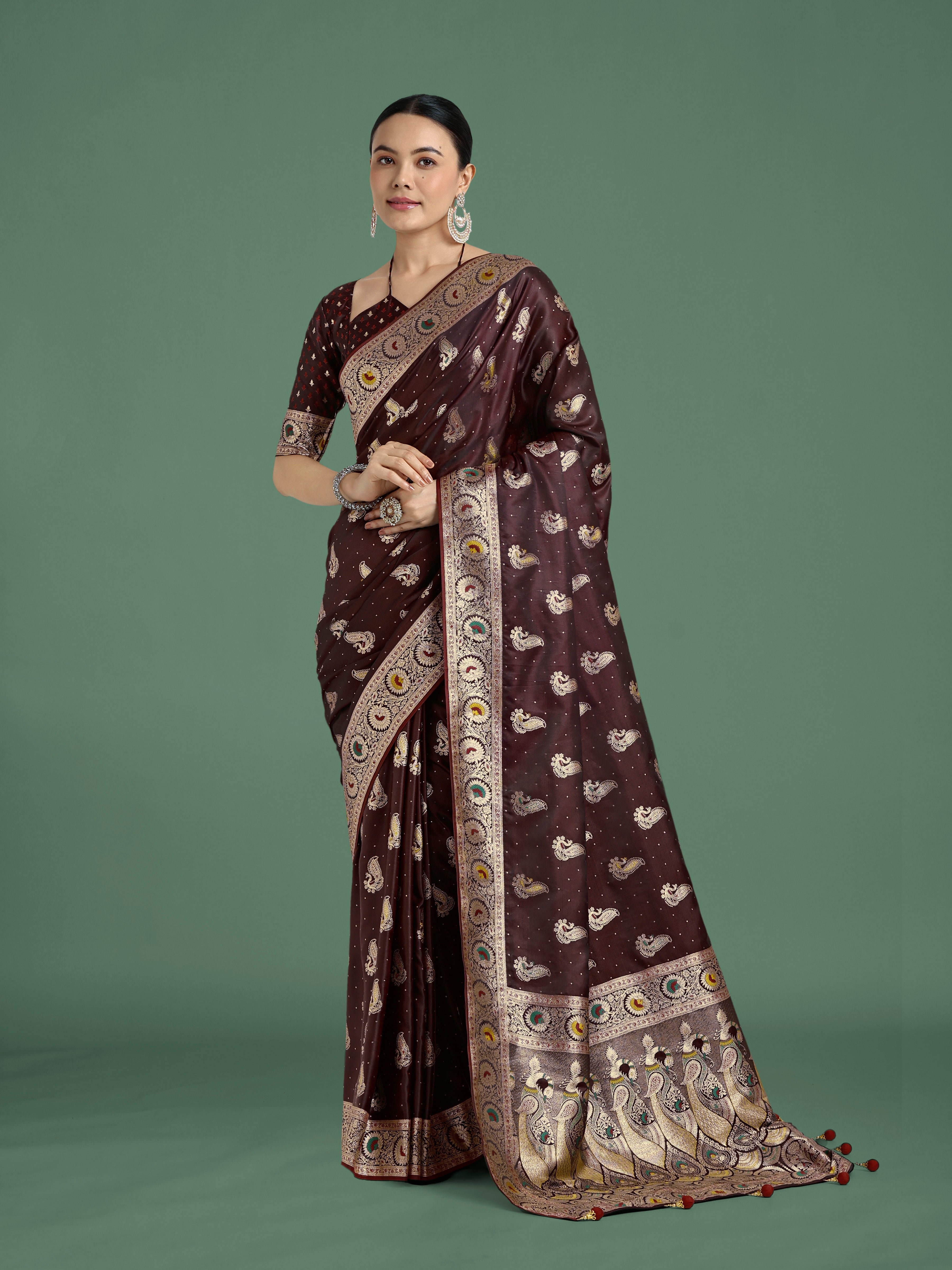 Maroon Color Festival Wear Banarasi Satin Silk Designer Zari Weaving Saree