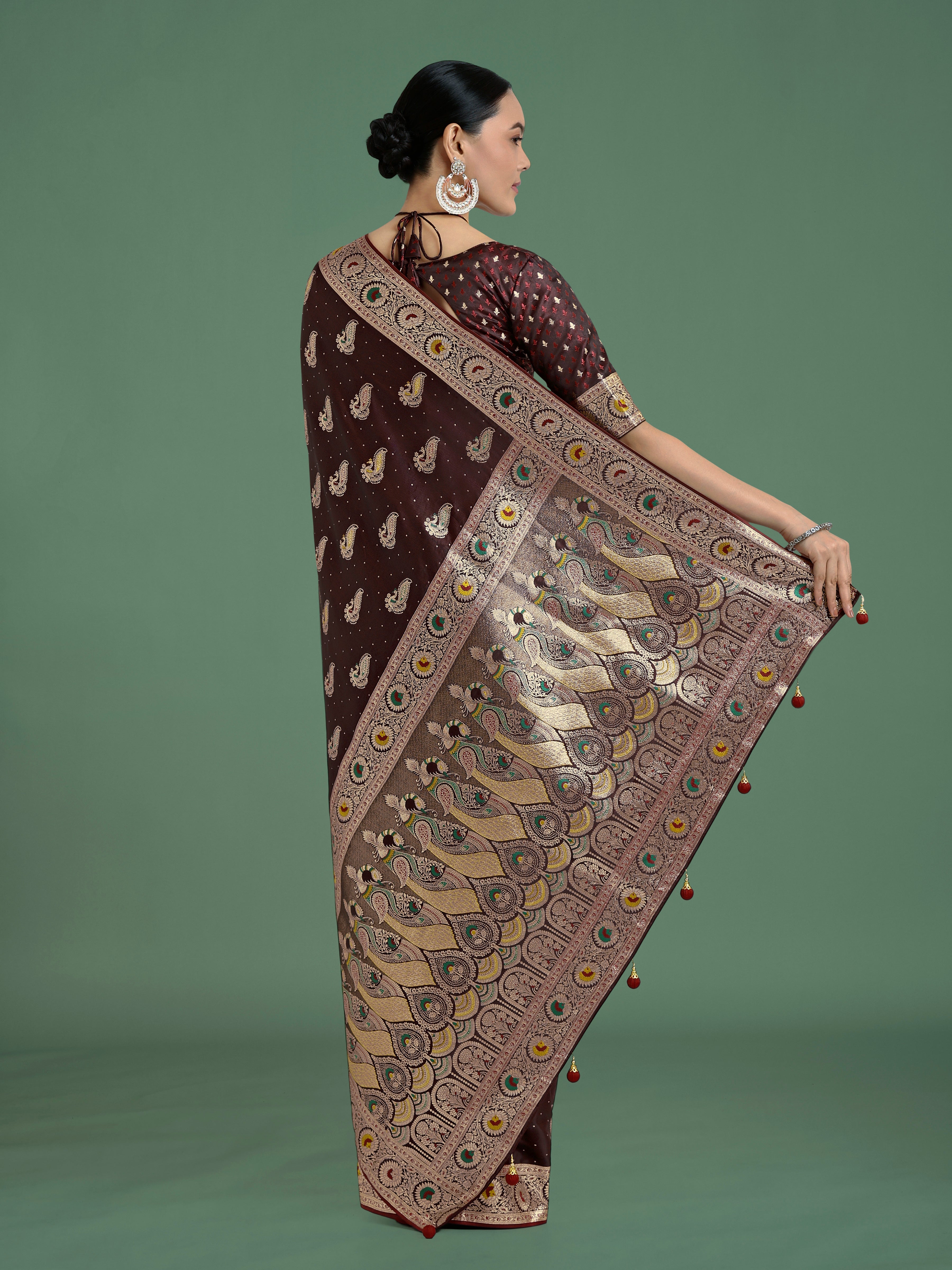 Maroon Color Festival Wear Banarasi Satin Silk Designer Zari Weaving Saree