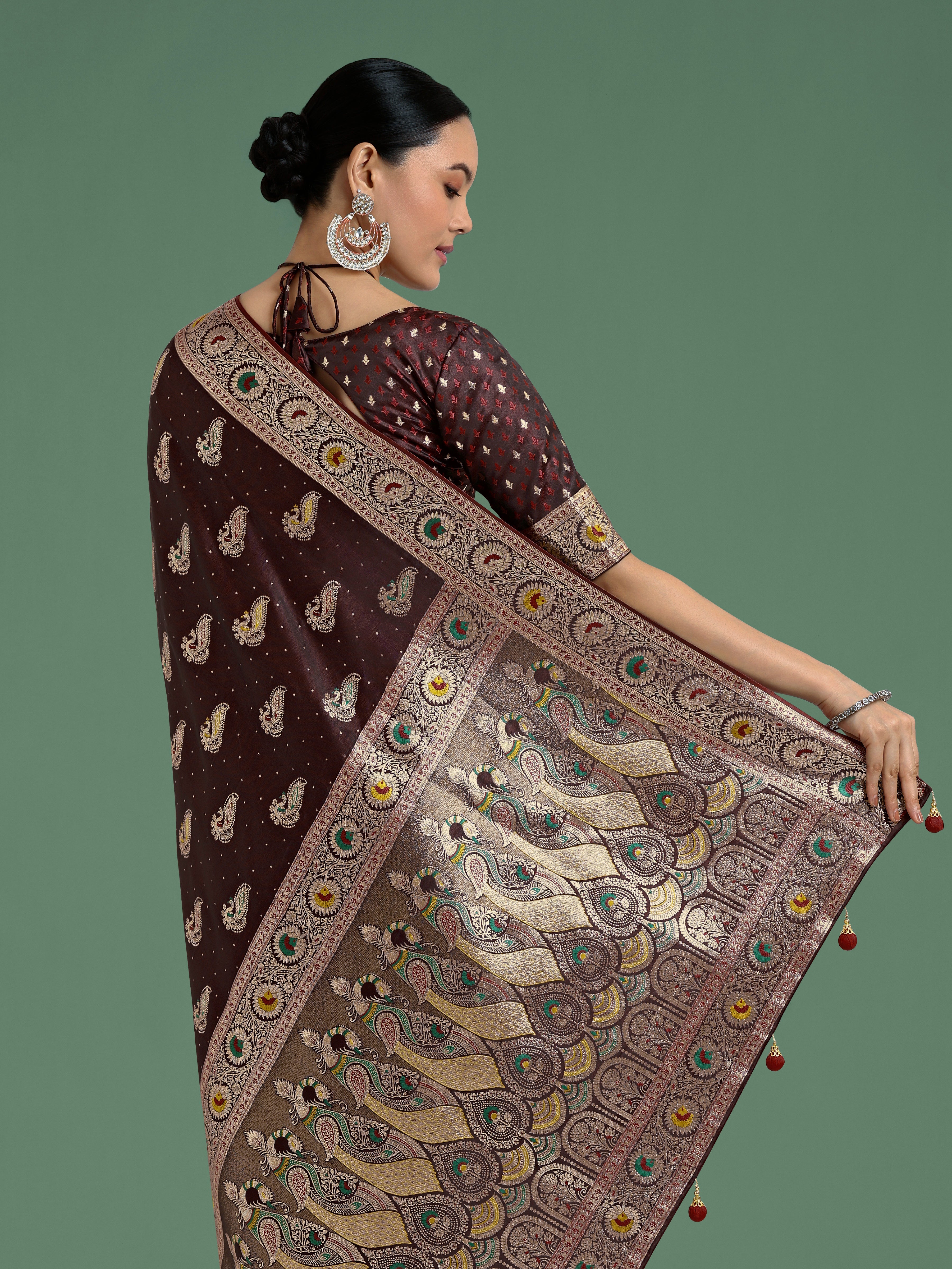 Maroon Color Festival Wear Banarasi Satin Silk Designer Zari Weaving Saree