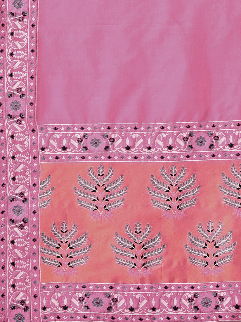 Pink Kanjivaram Silk Weaving Zari Lehenga Choli