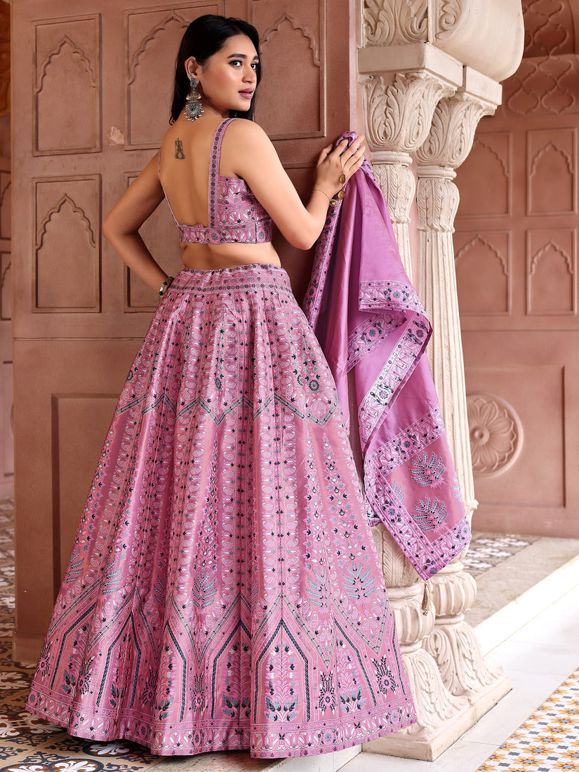 Pink Kanjivaram Silk Weaving Zari Lehenga Choli