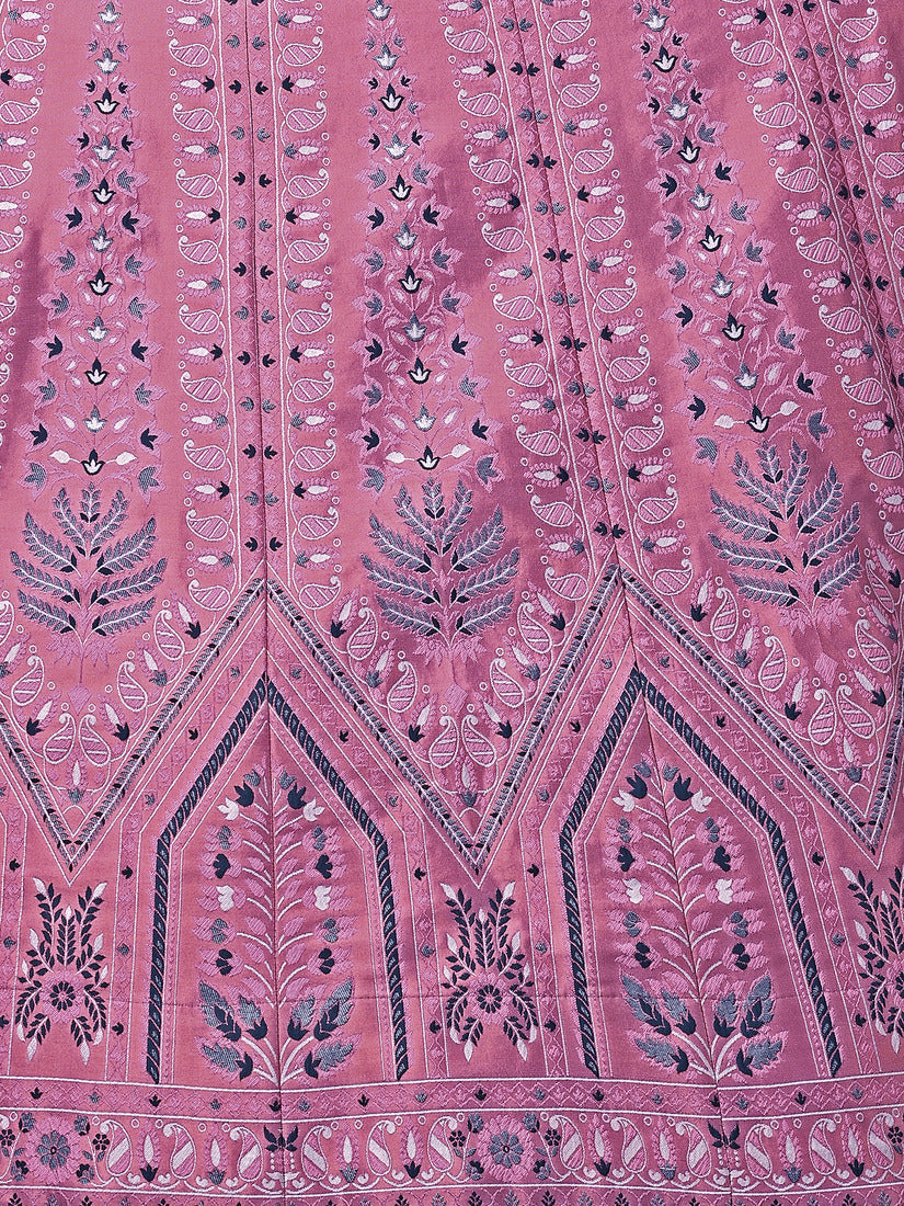 Pink Kanjivaram Silk Weaving Zari Lehenga Choli