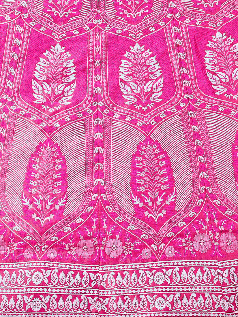 Pink Kanjivaram Silk Weaving Zari Lehenga Choli
