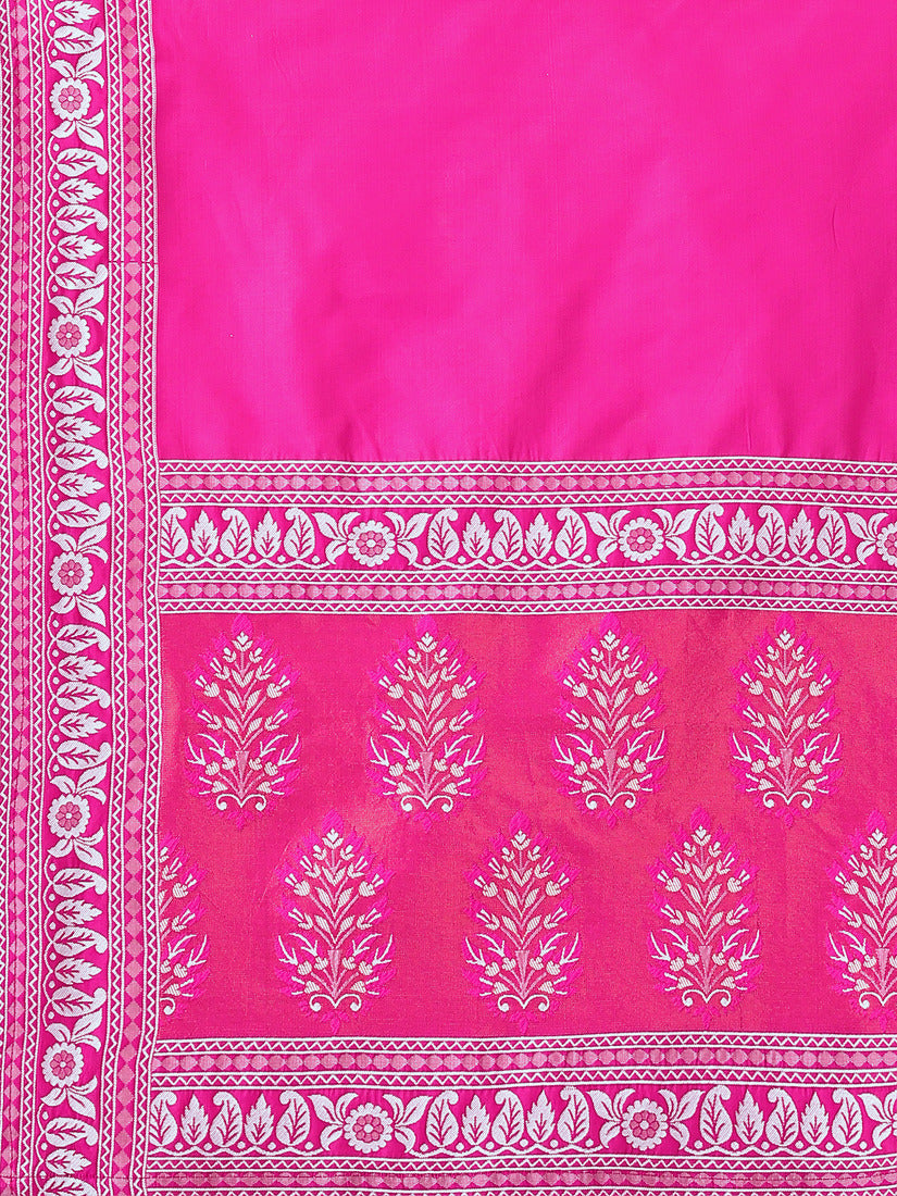 Pink Kanjivaram Silk Weaving Zari Lehenga Choli