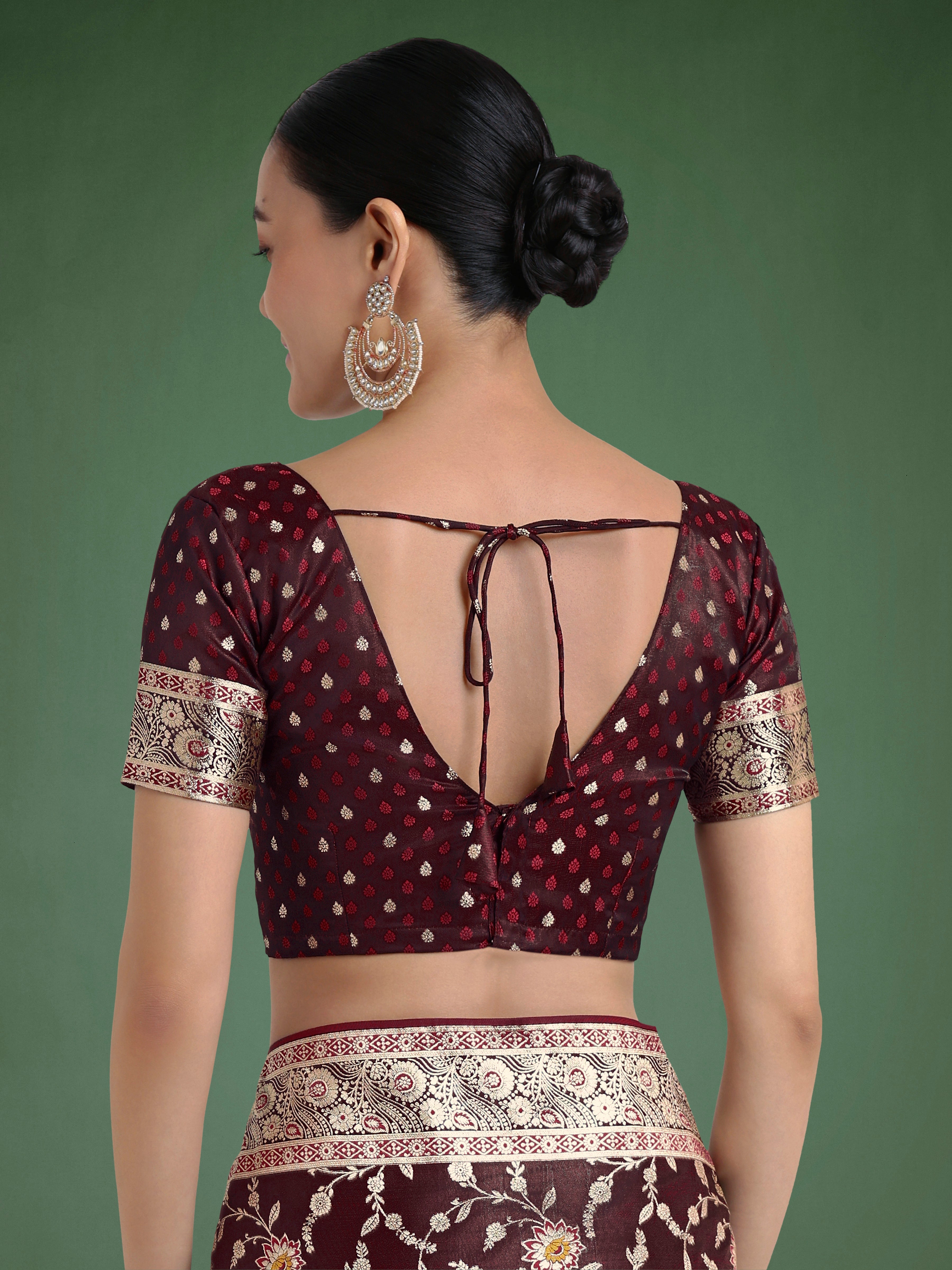 Maroon Zari Woven Banarasi Classic Satin Silk Saree