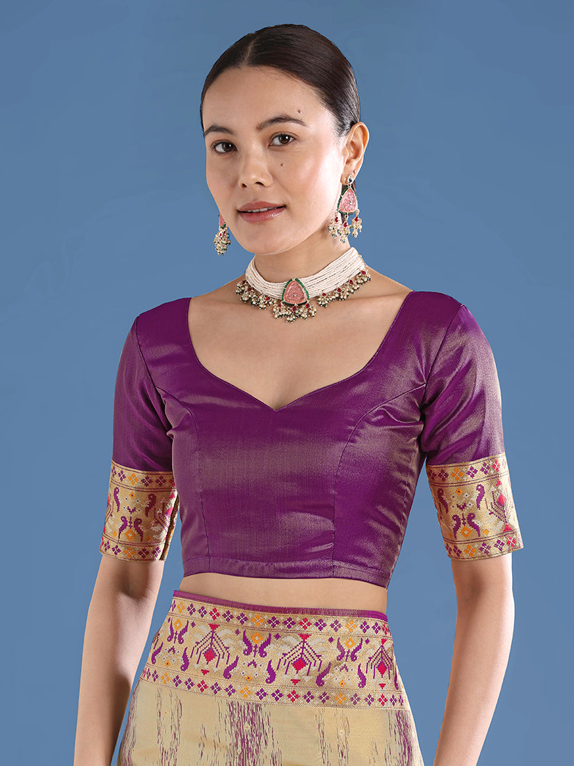 Beige Color Banarasi Tissue Silk Paithani Woven Saree - Monjolika Fashion