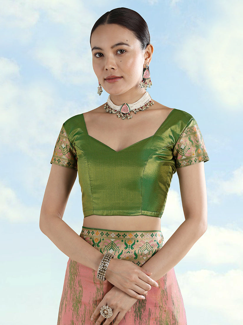 Light Pink Color Banarasi Tissue Silk Paithani Woven Saree - Monjolika Fashion