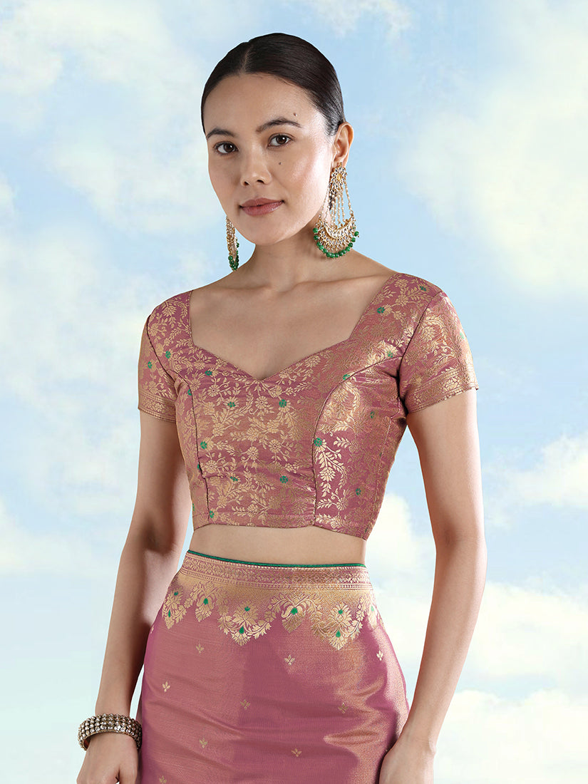 Light Pink Color Paisley Zari Woven Banarasi Tissue Silk Saree - Monjolika Fashion