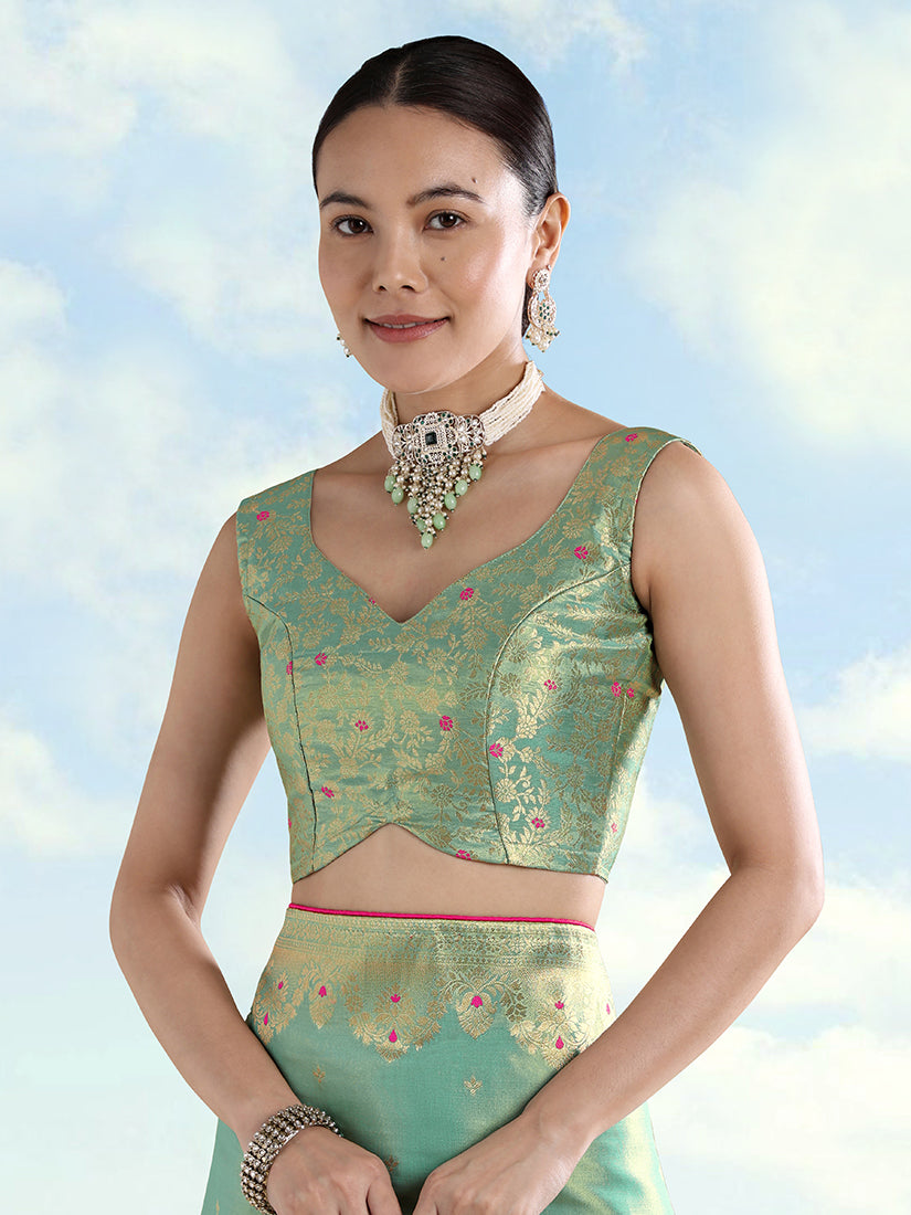 Light Blue Color Paisley Zari Woven Banarasi Tissue Silk Saree - Monjolika Fashion