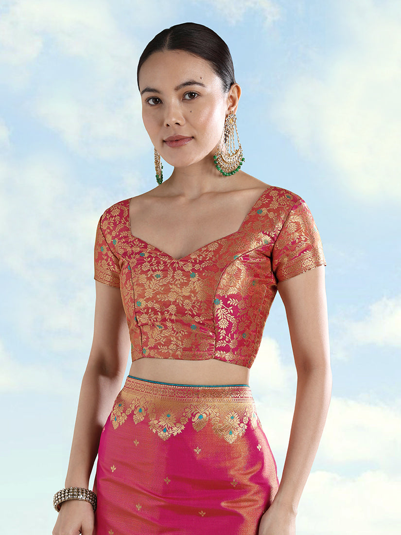 Red Color Paisley Zari Woven Banarasi Tissue Silk Saree - Monjolika Fashion