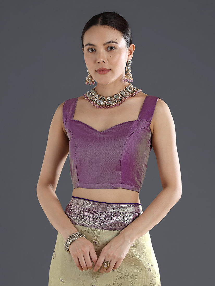 Cream Baanrasi Silk Saree With Zari Woven Design - Monjolika Fashion