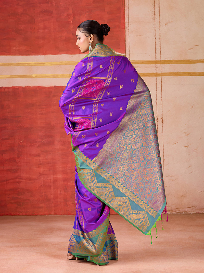Silk Blend woven Work Purple Saree - Monjolika Fashion