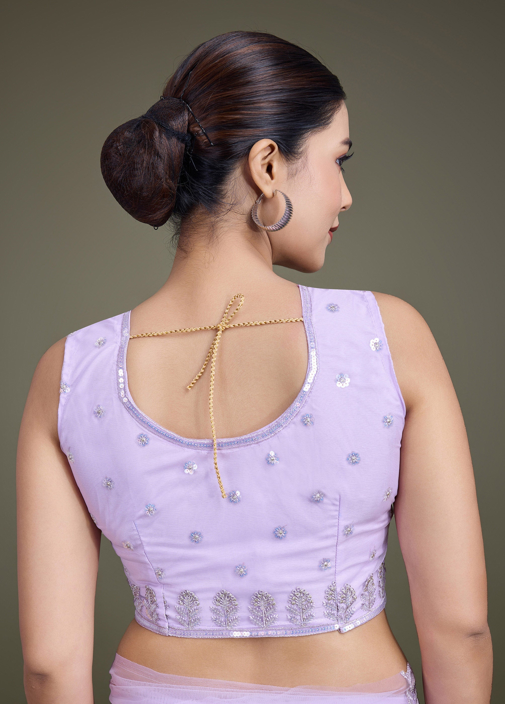 Lavender Soft Net Sequin Work Party Wear Saree