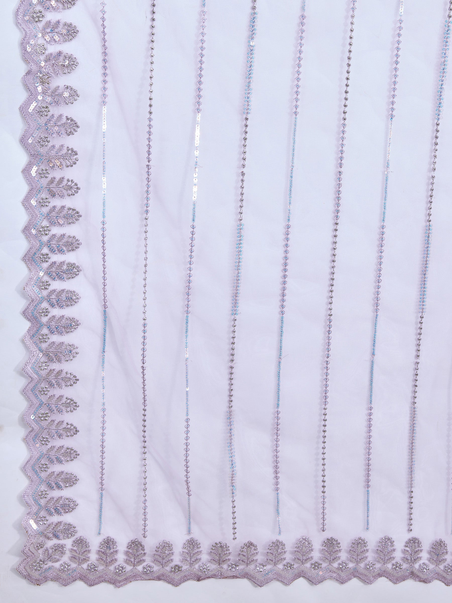 Lavender Soft Net Sequin Work Party Wear Saree