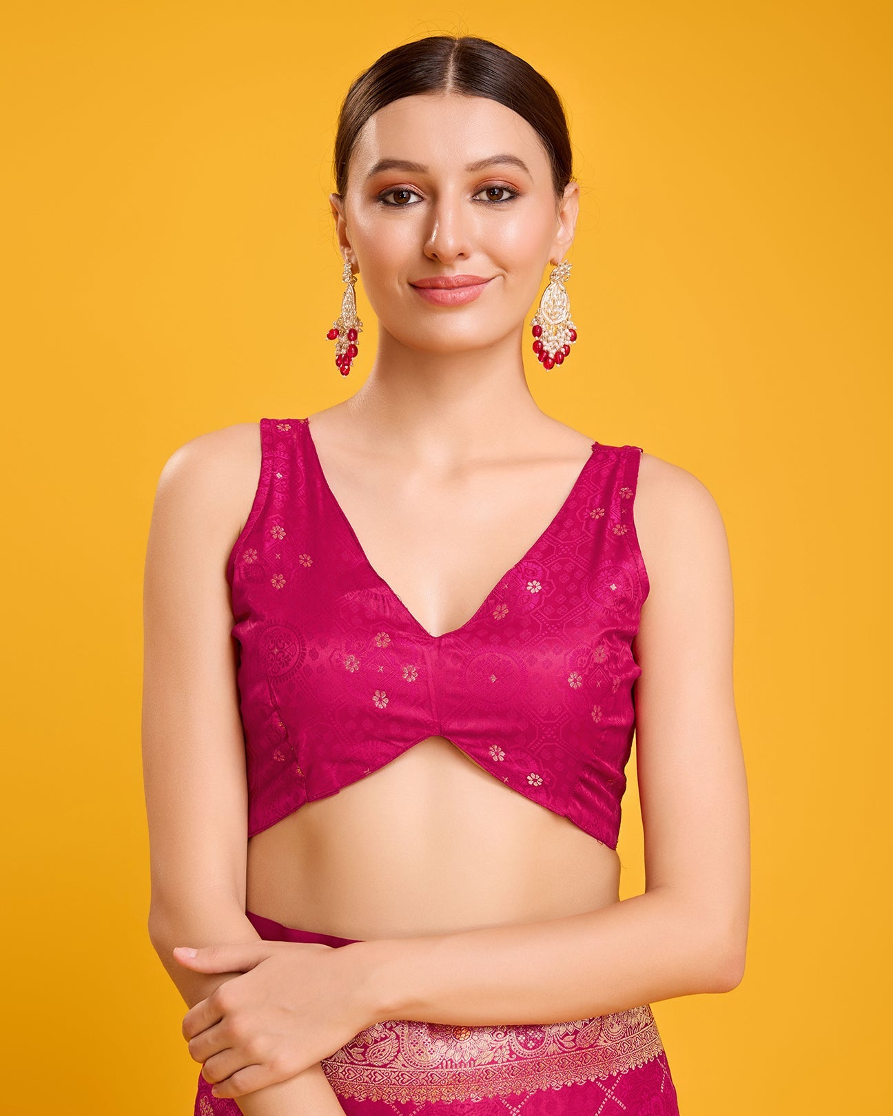 Magenta Banarasi Satin Silk Woven Stunning Saree - Monjolika Fashion
