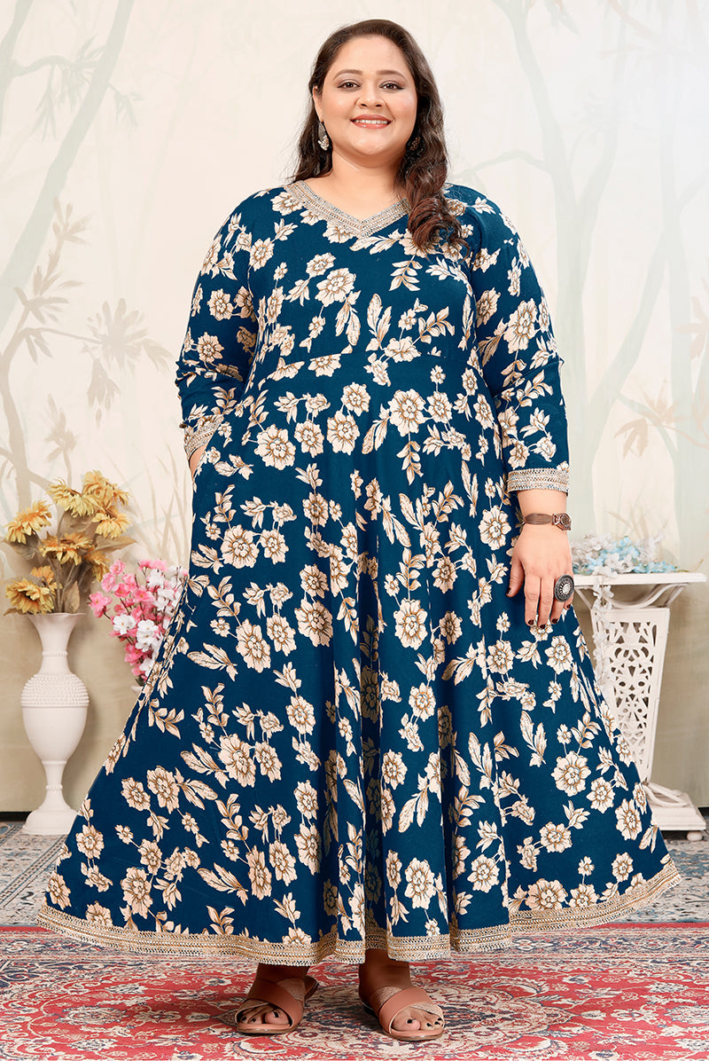 Morpeach Ceremonial Rayon Designer Plus Size Kurti