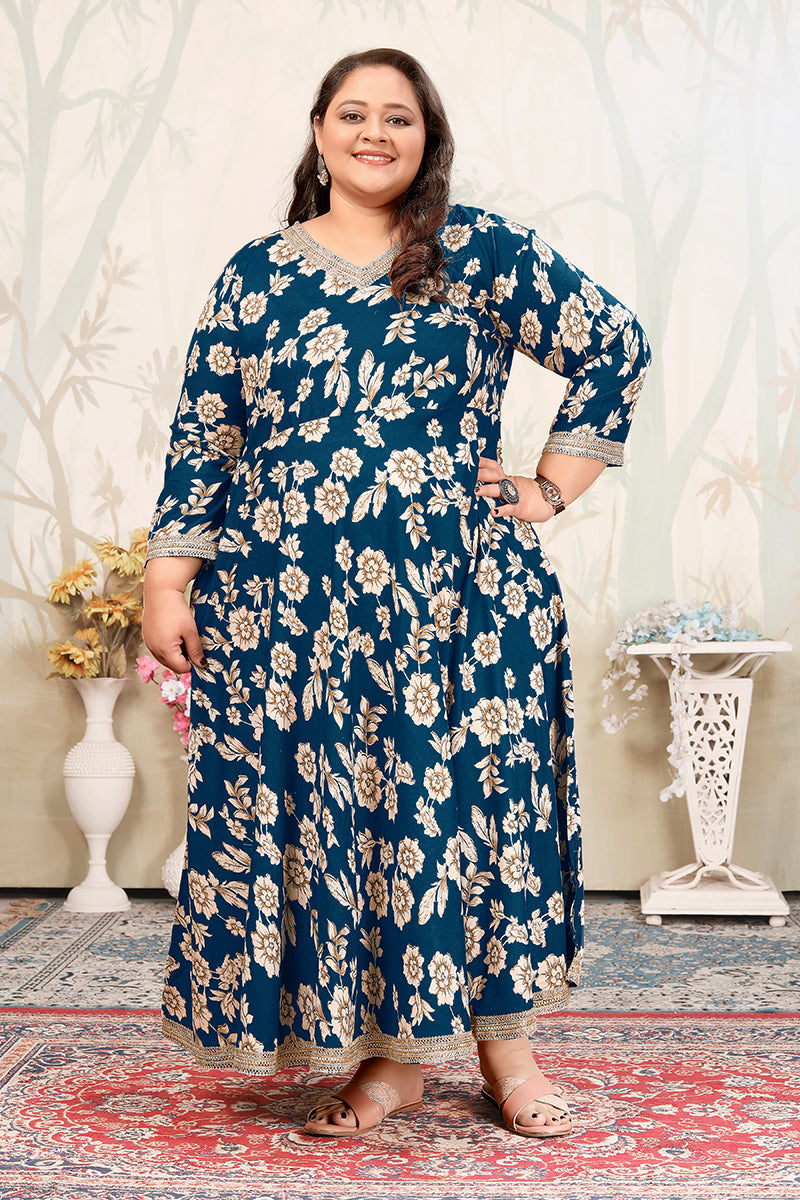Morpeach Ceremonial Rayon Designer Plus Size Kurti