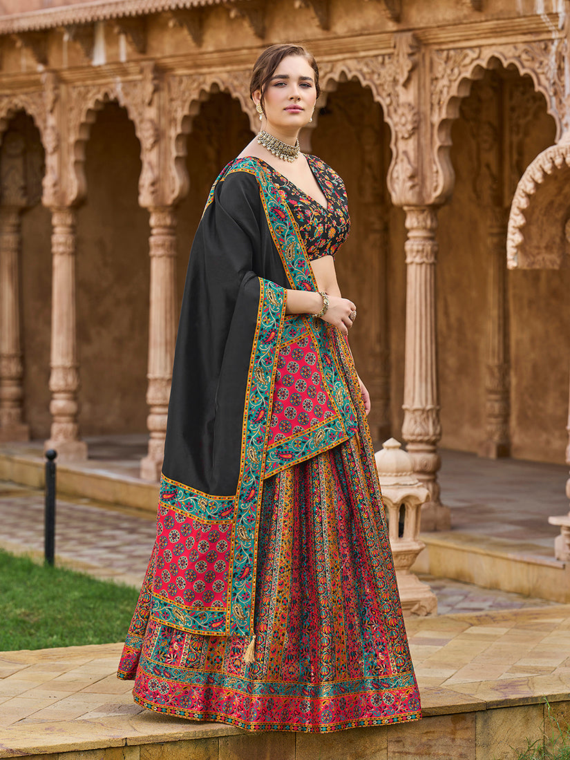 Multi color Jacquard Designer Lehenga Choli For Festival