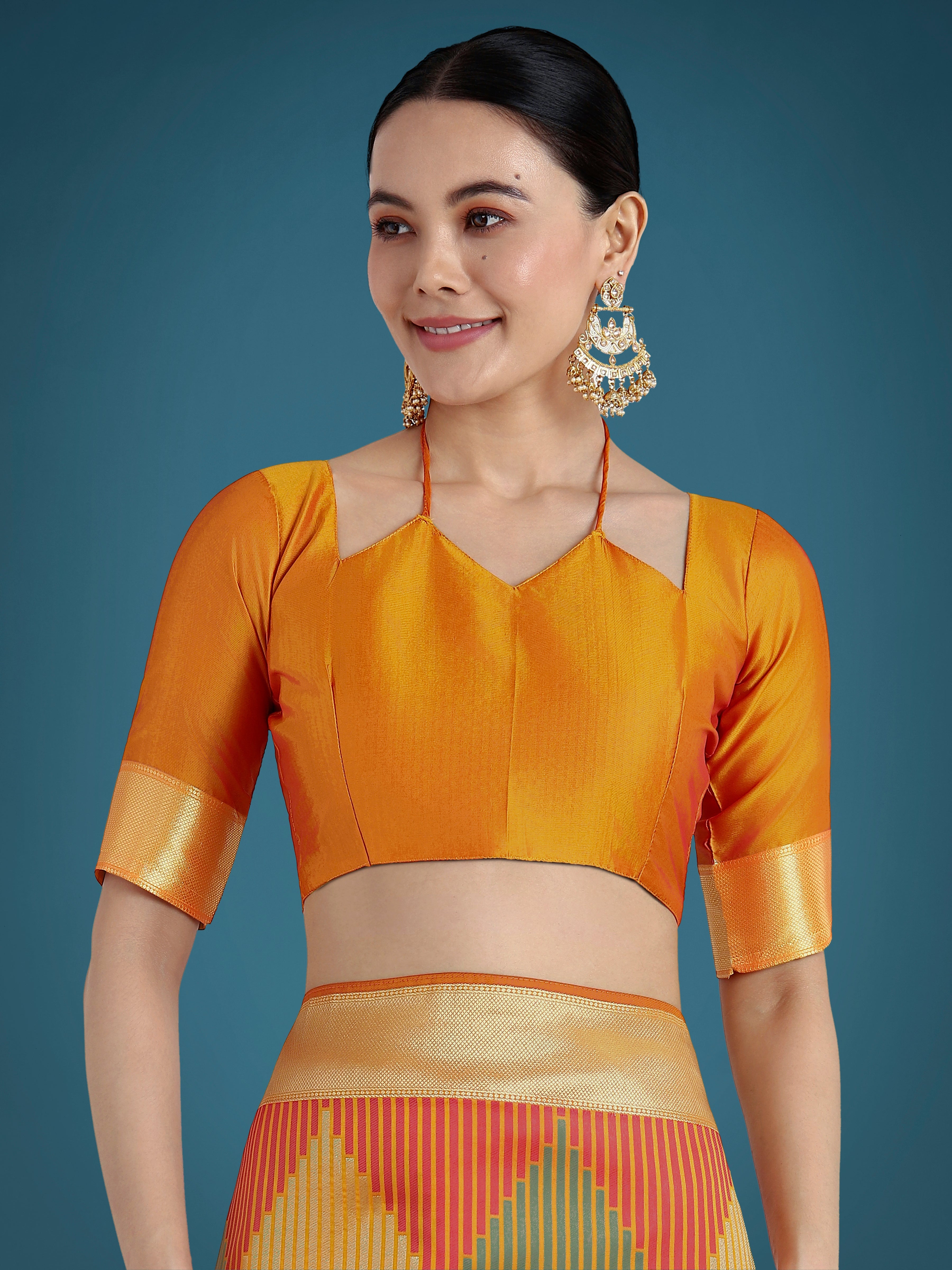 Orange Colour Banarasi Silk Zari Weaving Classic Saree