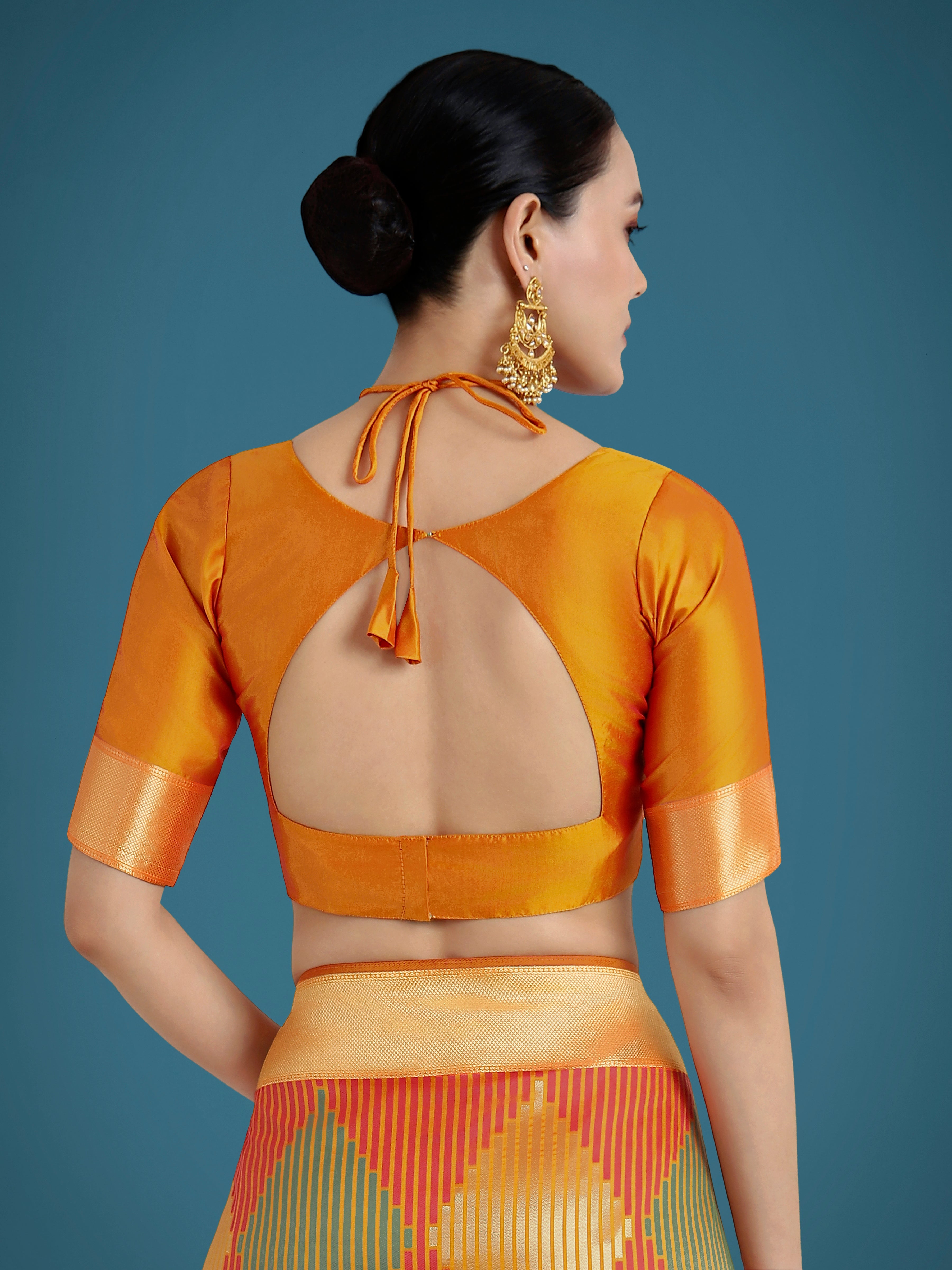 Orange Colour Banarasi Silk Zari Weaving Classic Saree