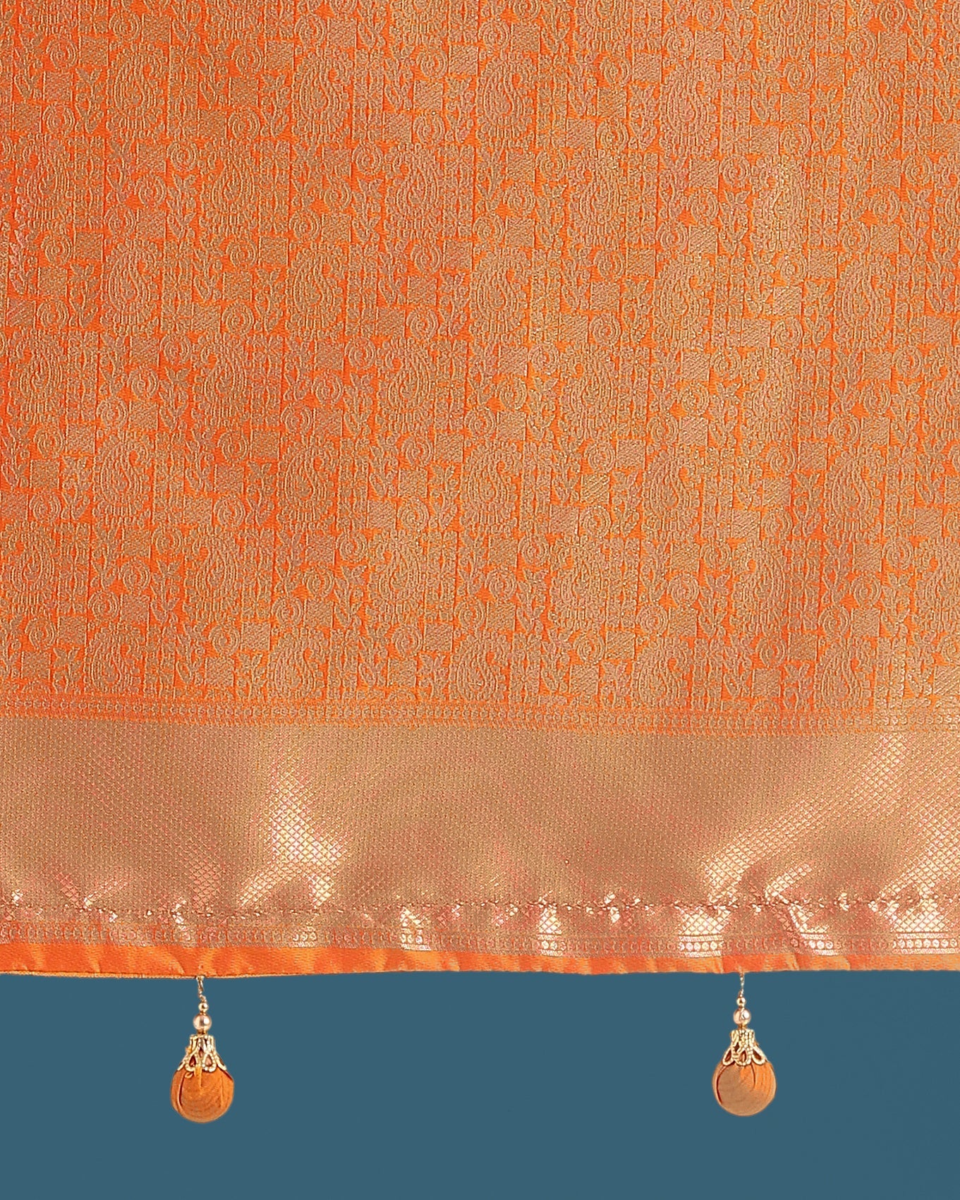 Orange Colour Banarasi Silk Zari Weaving Classic Saree