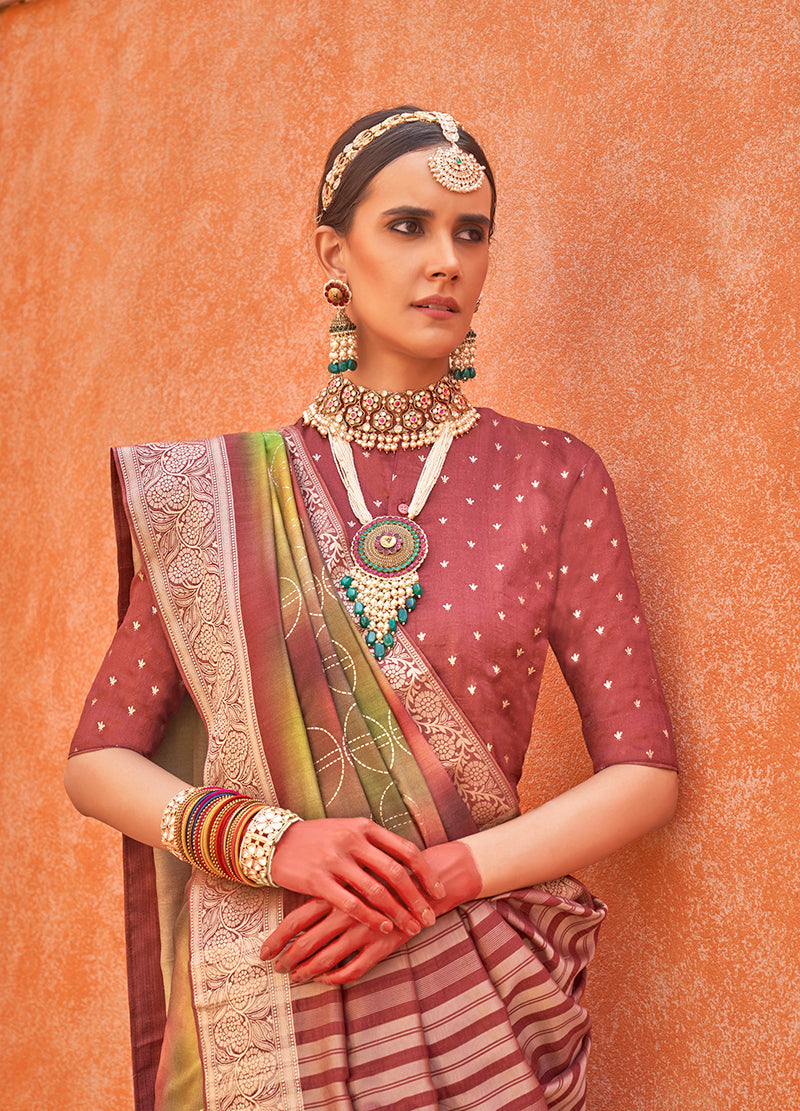 Multi Colour Silk Foil Print Saree