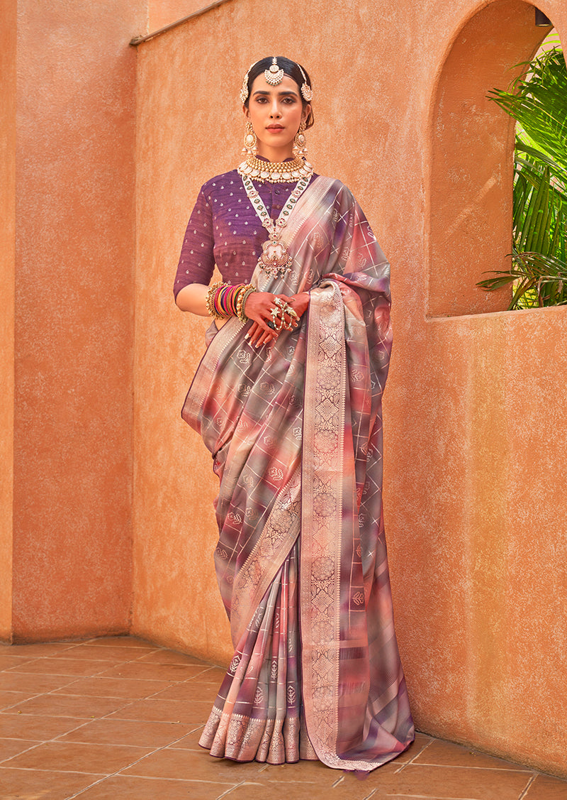 Multi Colour Silk Foil Print Saree