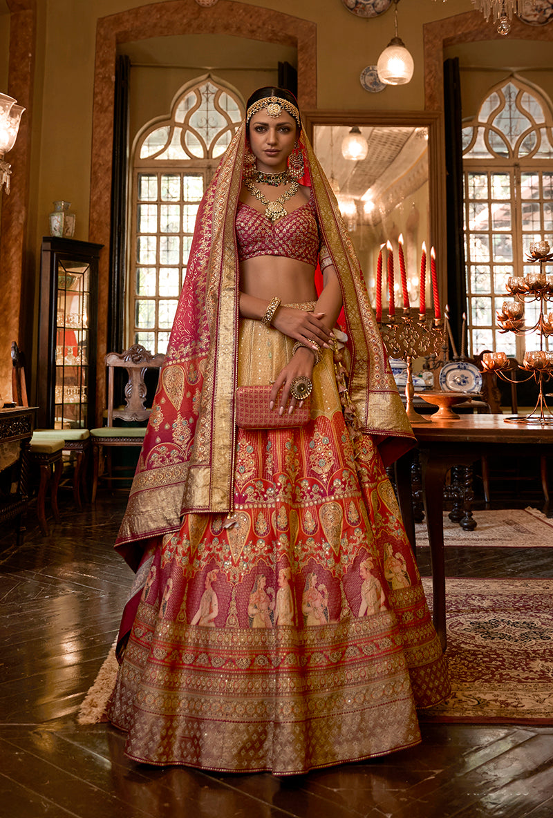 Multi Colour Silk Sequins Readymade Lehenga Choli