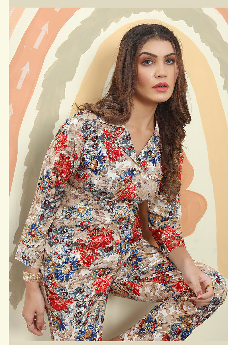 Multicolor Premium Rayon Floral Printed Kurta and Pant Set
