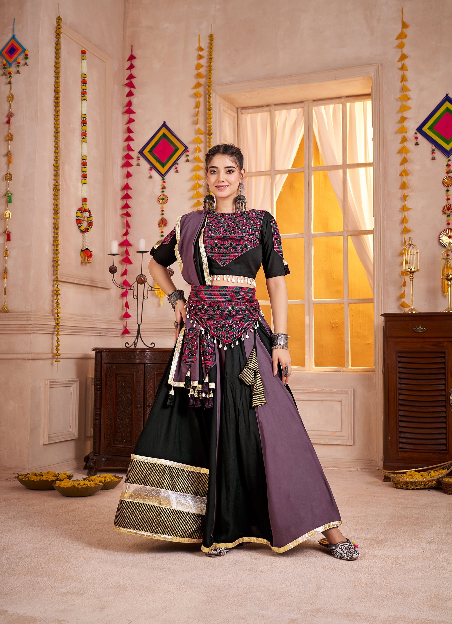 Multicolor Viscose Cotton Navratri Chaniya Choli for Festival