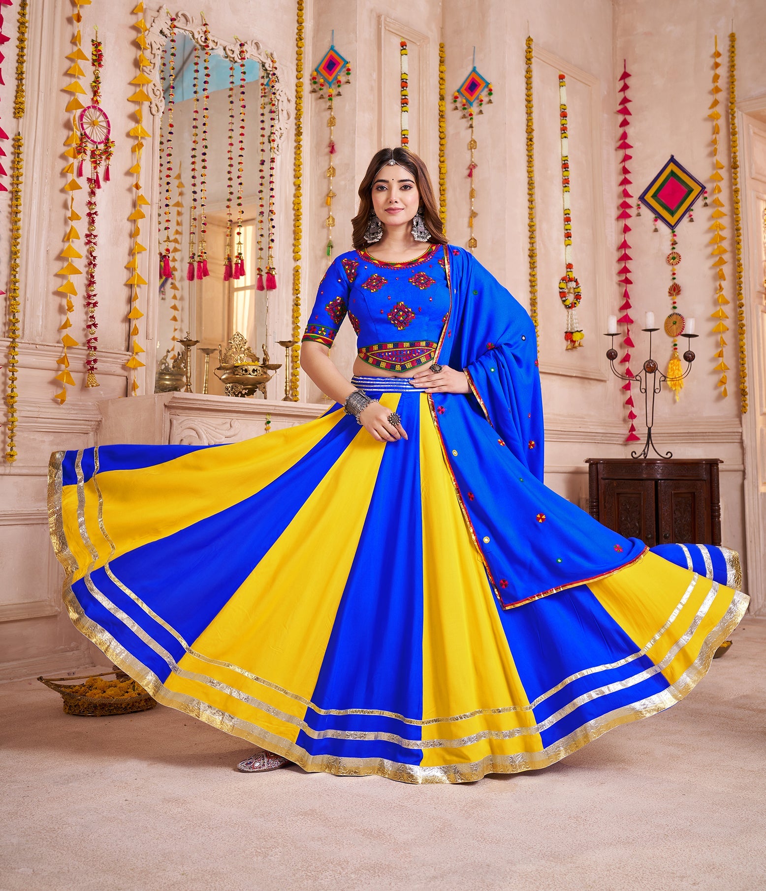 Multicolor Viscose Cotton Navratri Chaniya Choli for Festival