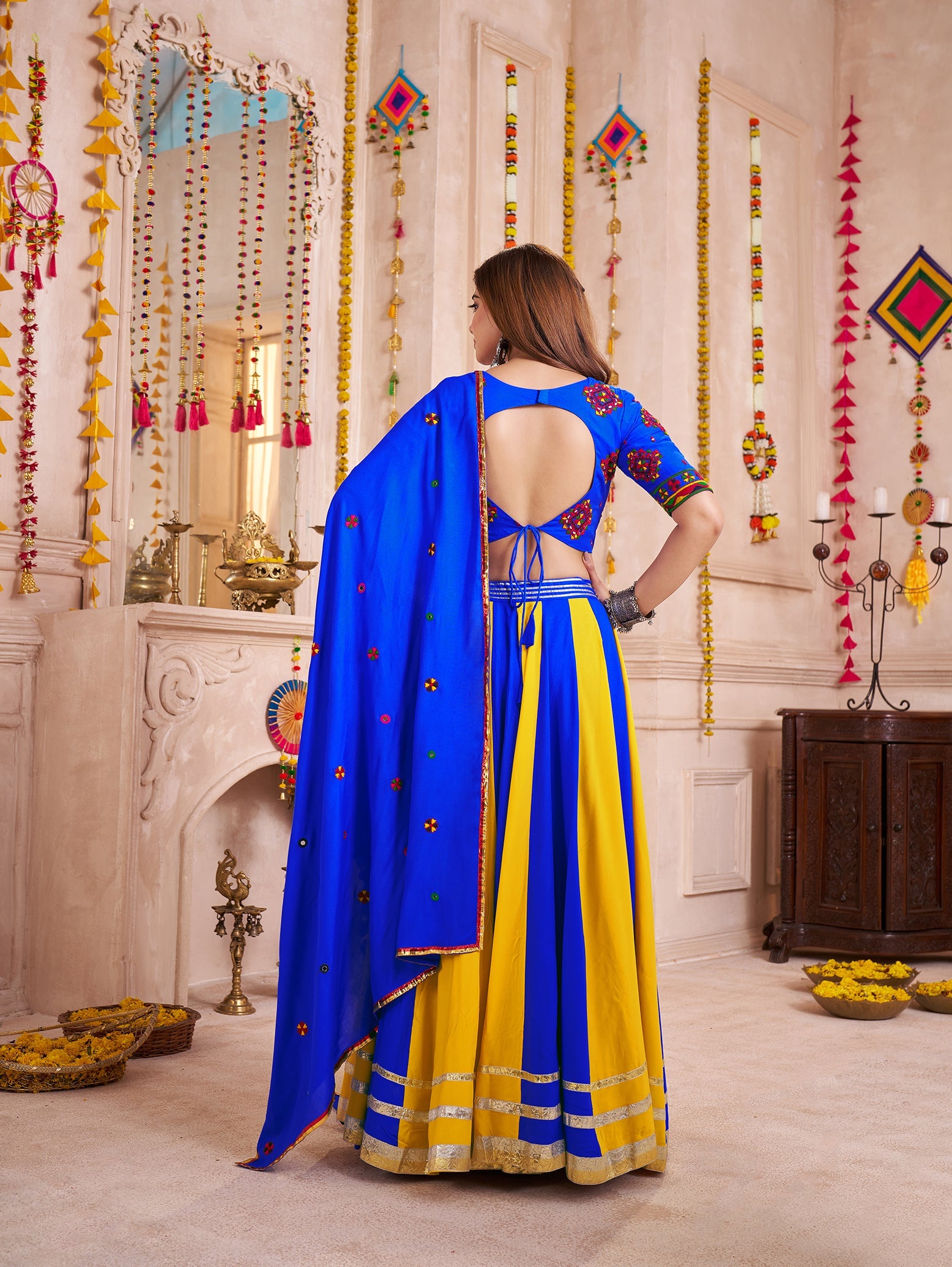 Multicolor Viscose Cotton Navratri Chaniya Choli for Festival