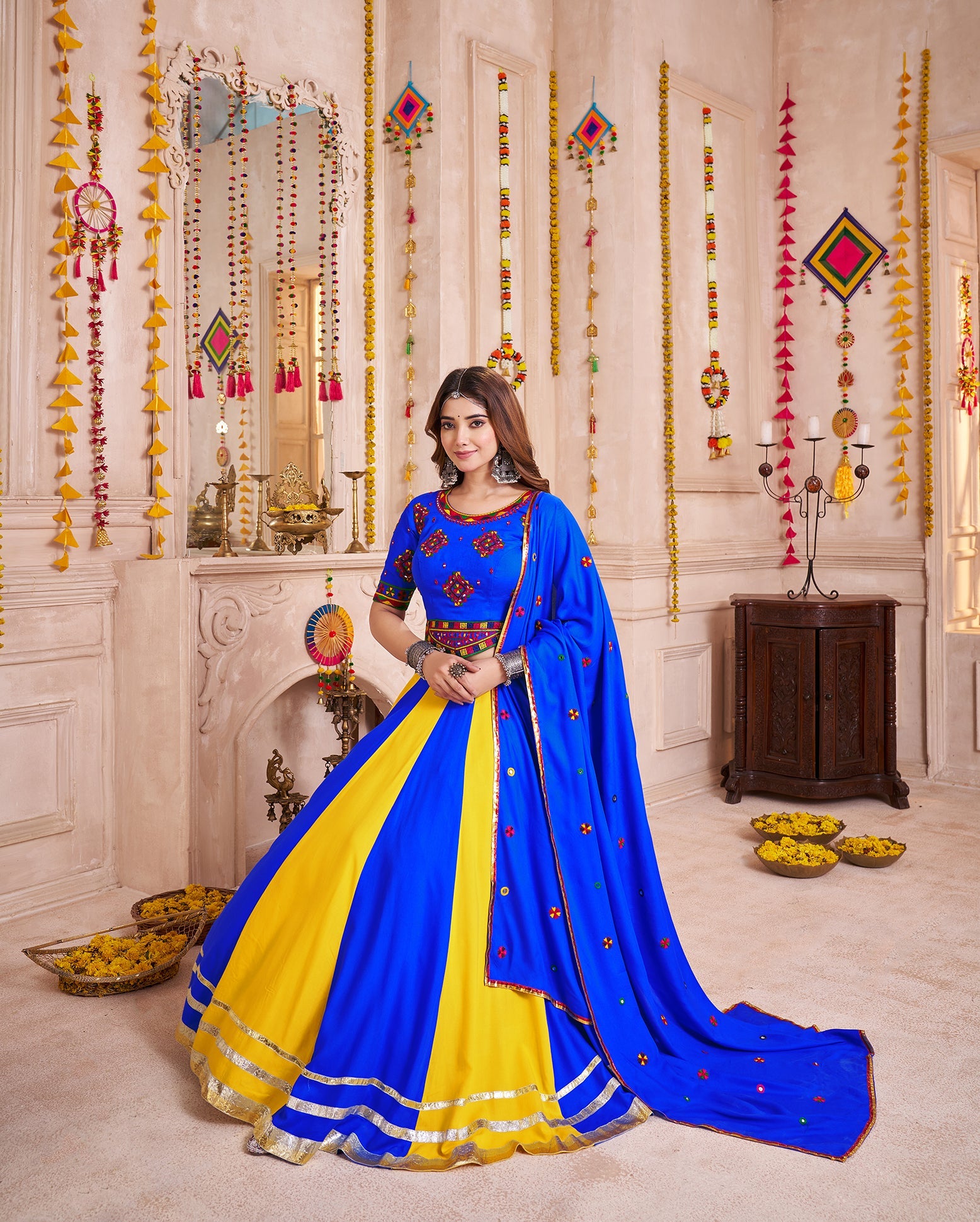 Multicolor Viscose Cotton Navratri Chaniya Choli for Festival