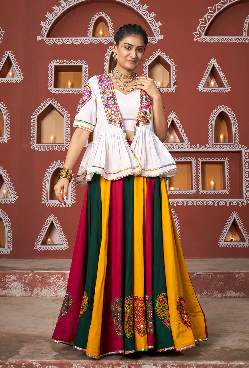 Multicolor Viscose Rayon Readymade Koti Style Lehenga