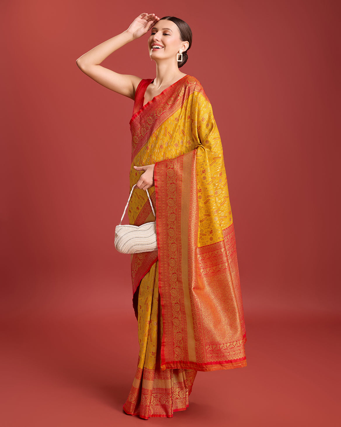Mustard Kanjivaram Silk Woven Traditional Sarees - Monjolika Fashion